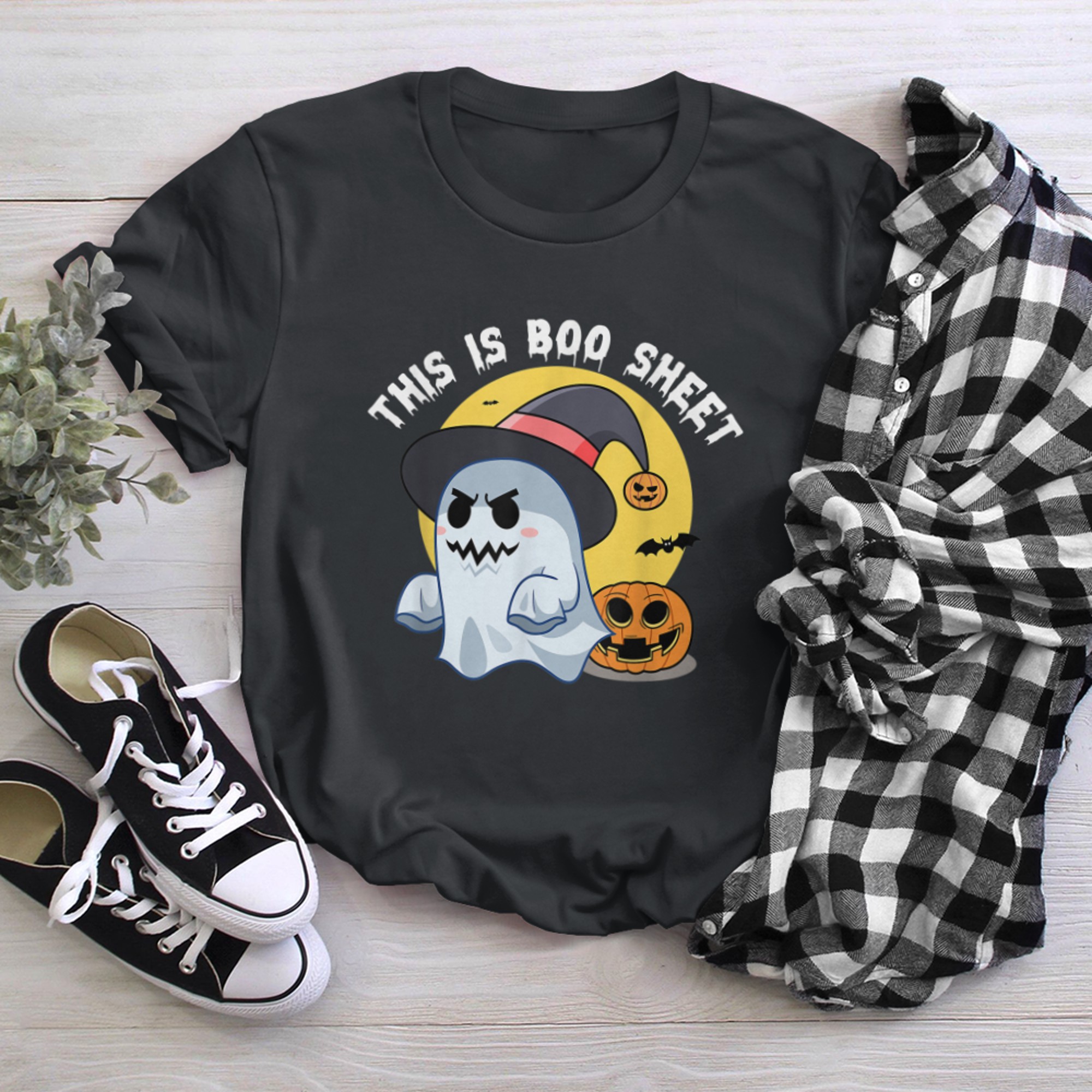 This Is Boo Sheet, Funny Pumpkin Ghost Halloween Custome t-shirt black