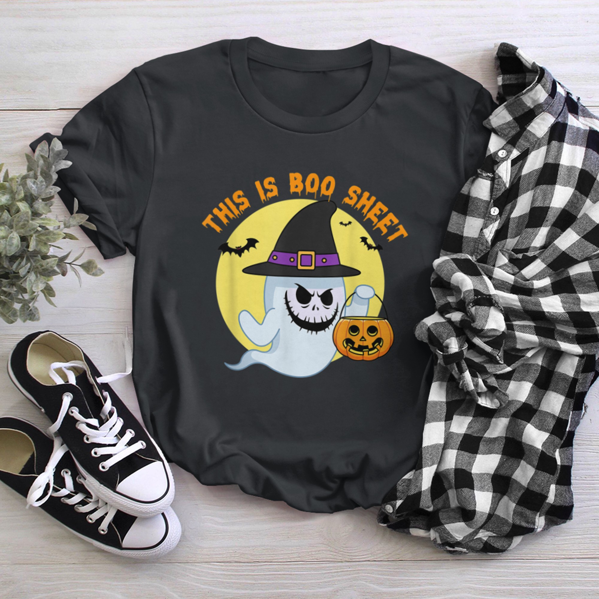 This Is Boo Sheet, Funny Pumpkin Ghost Halloween Saying t-shirt black