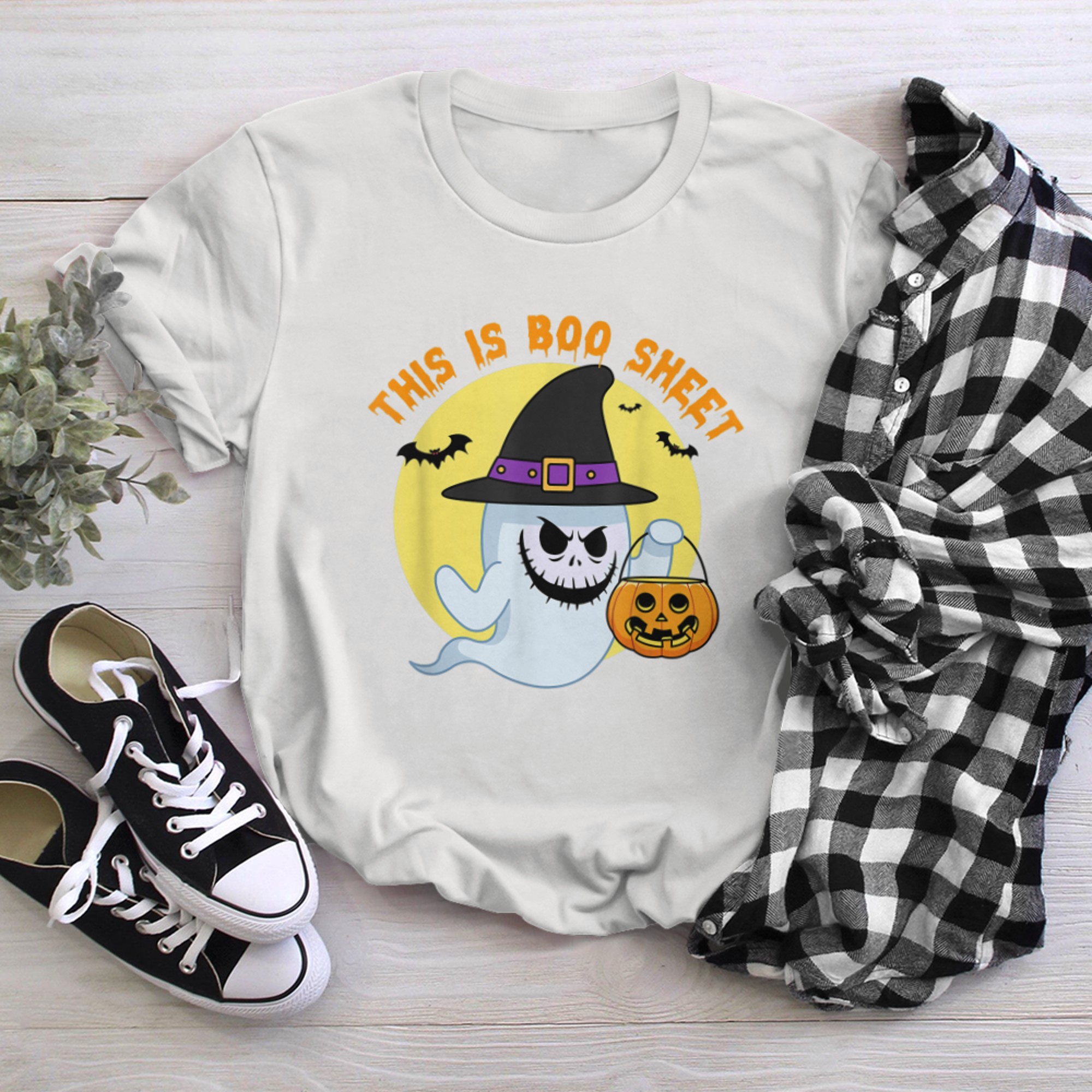 This Is Boo Sheet, Funny Pumpkin Ghost Halloween Saying t-shirt White