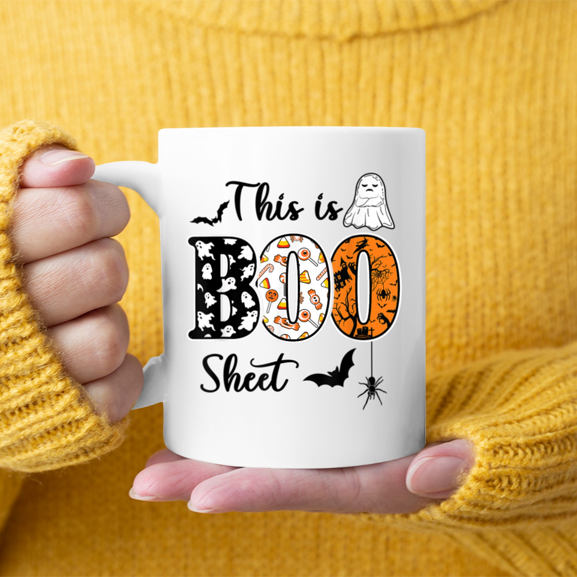 This Is Boo Sheet Ghost Funny Halloween Costume Spooky mug white