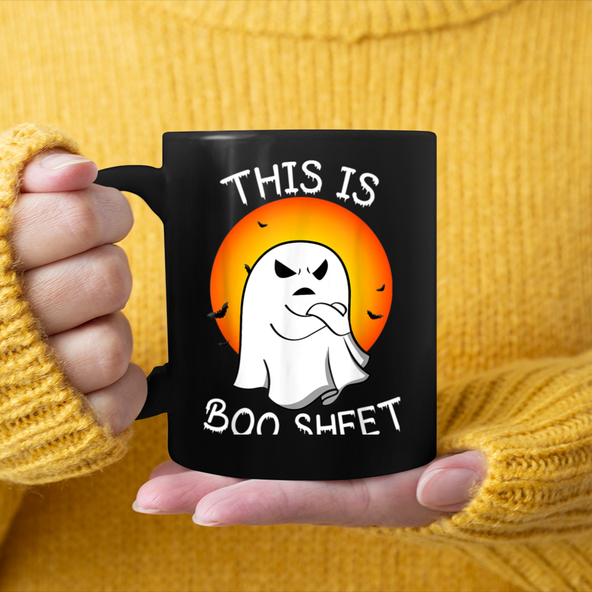 This Is Boo Sheet Ghost Retro Halloween Costume (12) mug black