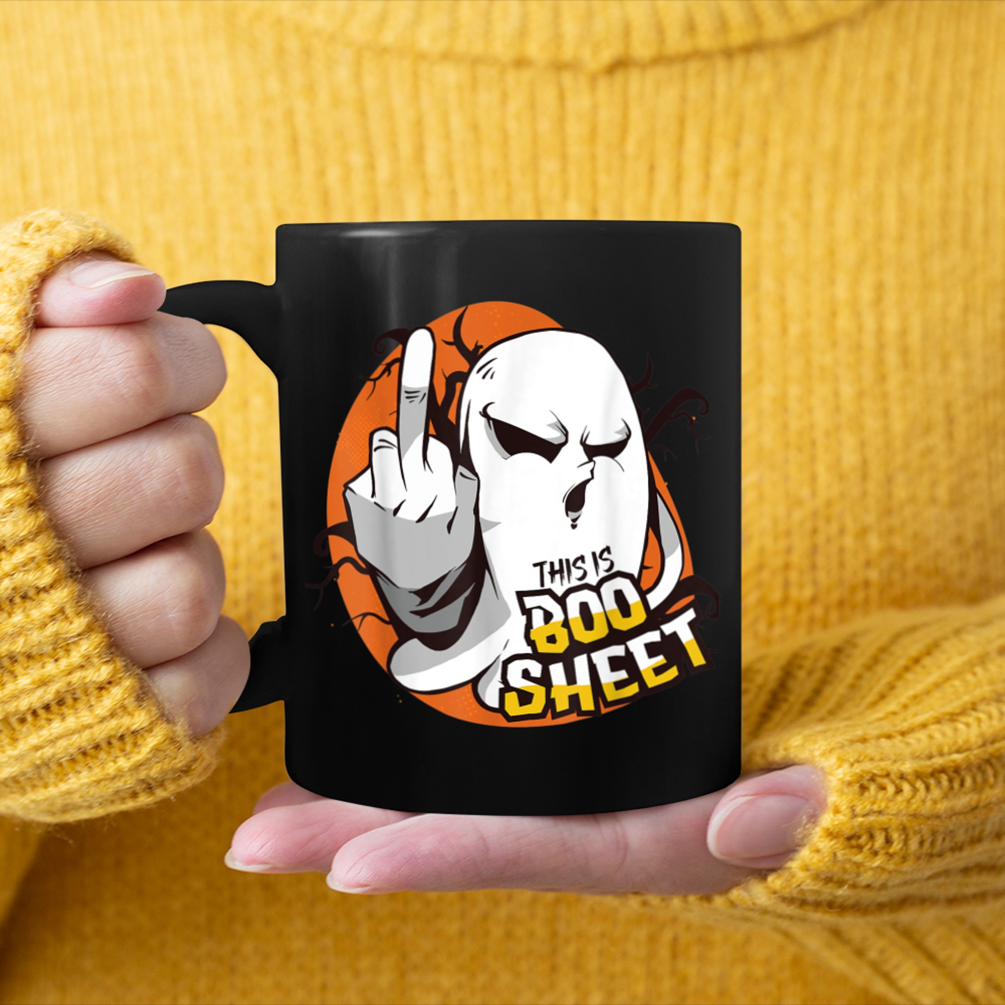 This Is Boo Sheet Ghost Retro Halloween Costume (17) mug black