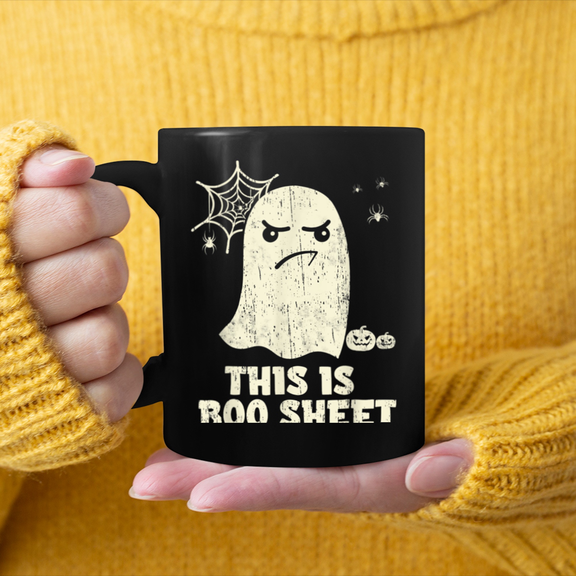 This Is Boo Sheet Ghost Retro Halloween Costume (2) mug black