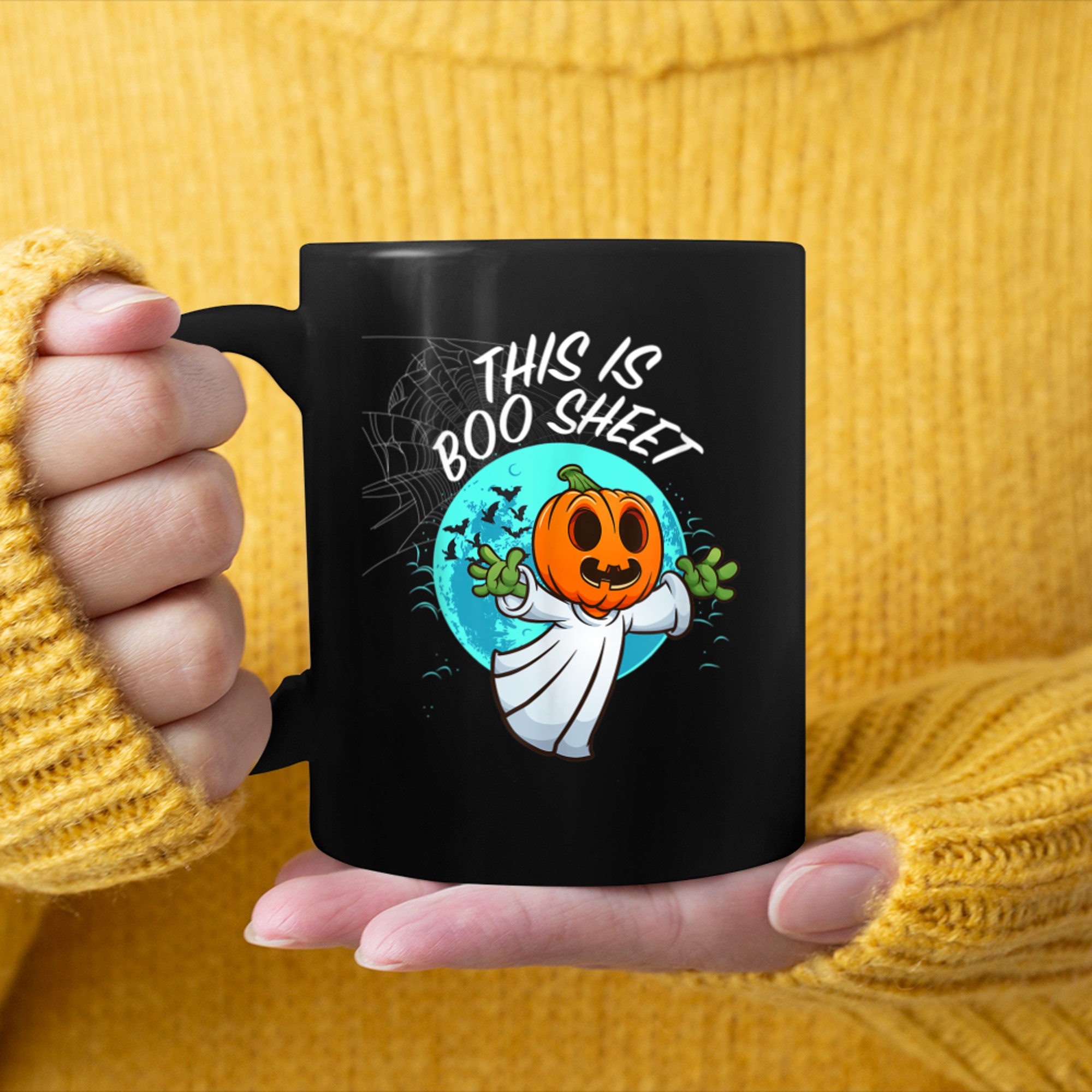 This Is Boo Sheet Ghost Retro Halloween Costume (20) mug black