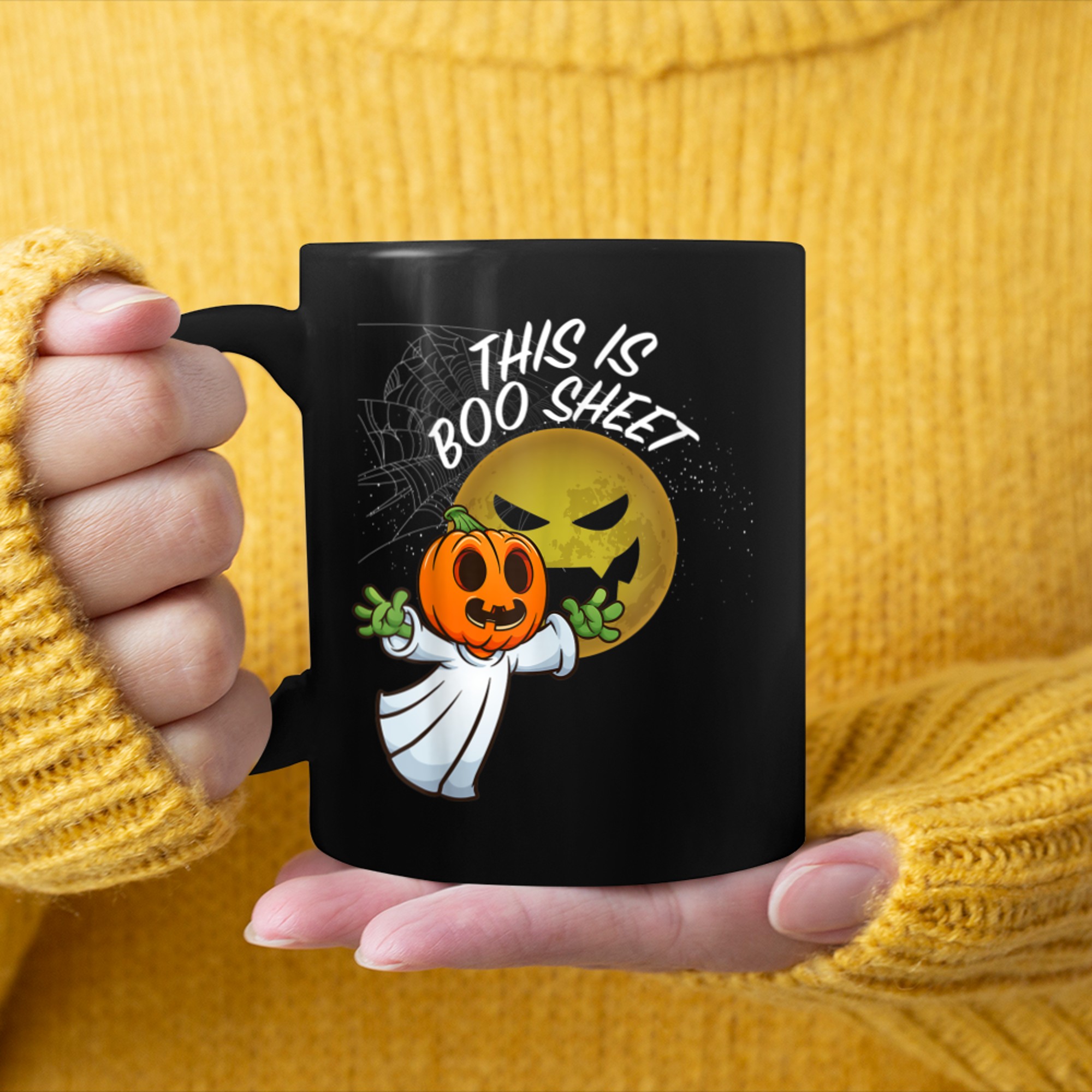 This Is Boo Sheet Ghost Retro Halloween Costume (23) mug black