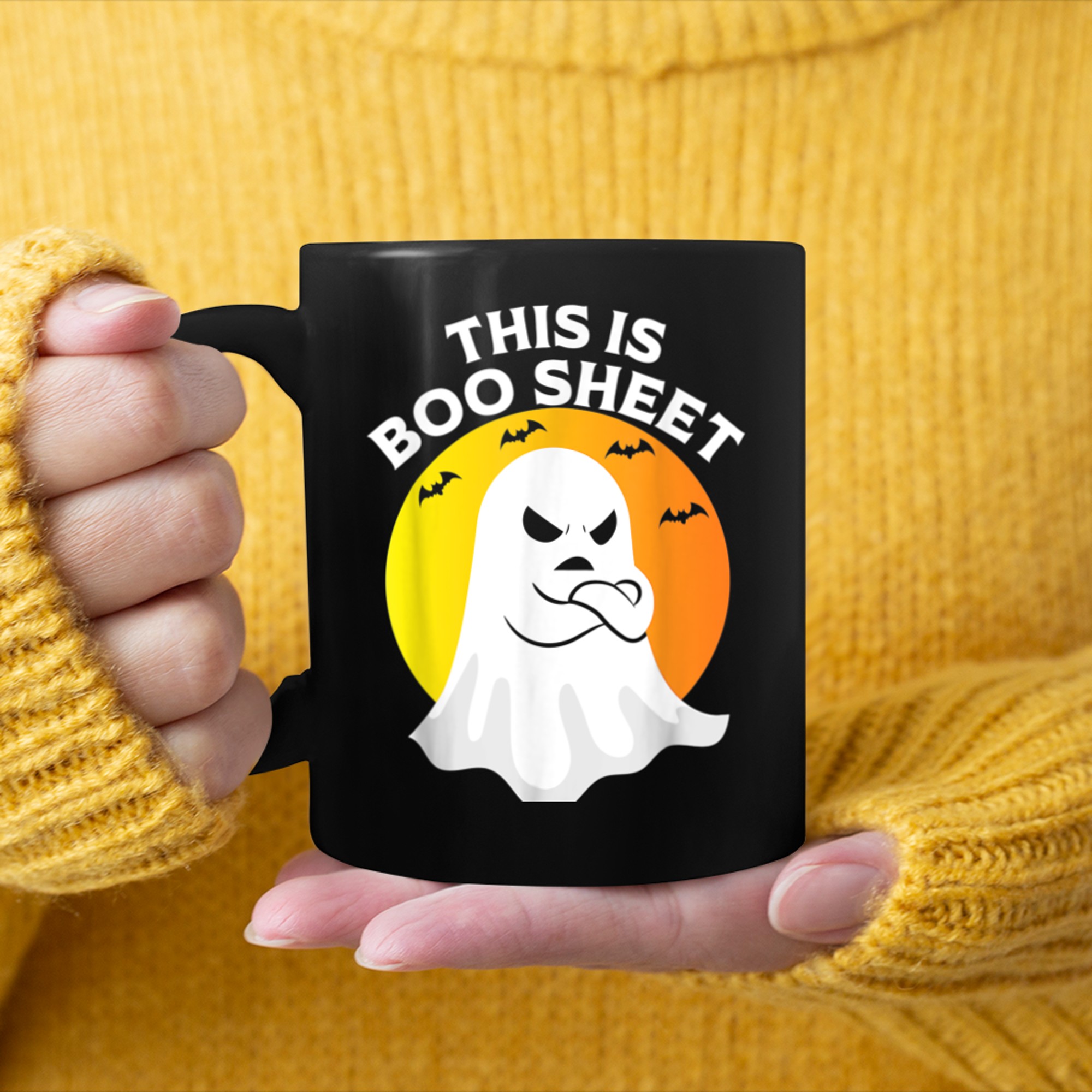 This Is Boo Sheet Ghost Retro Halloween Costume (26) mug black