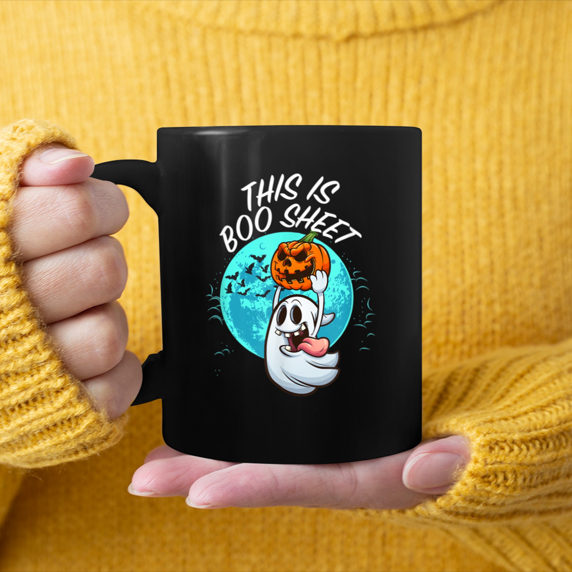 This Is Boo Sheet Ghost Retro Halloween Costume (32) mug black