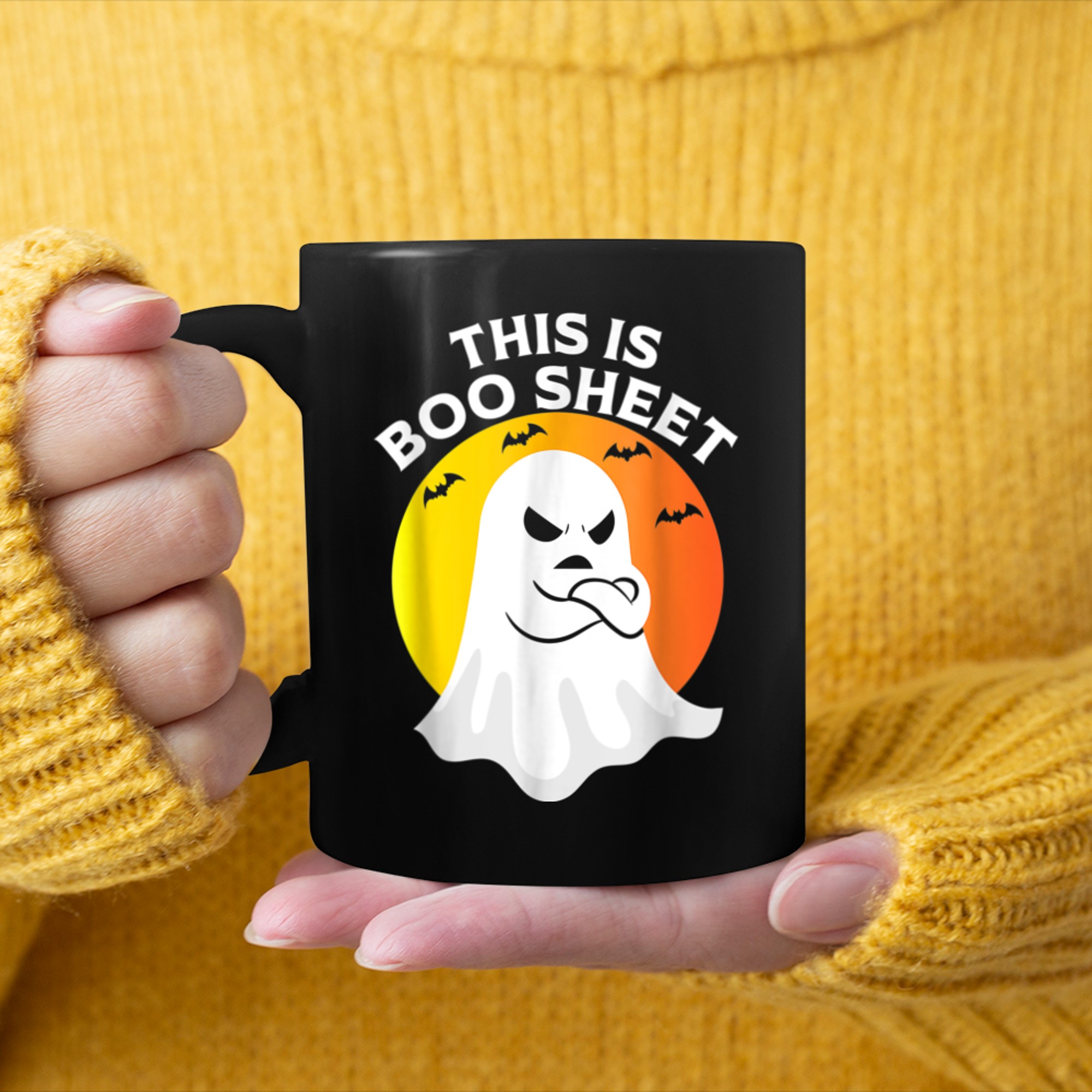 This Is Boo Sheet Ghost Retro Halloween Costume (41) mug black