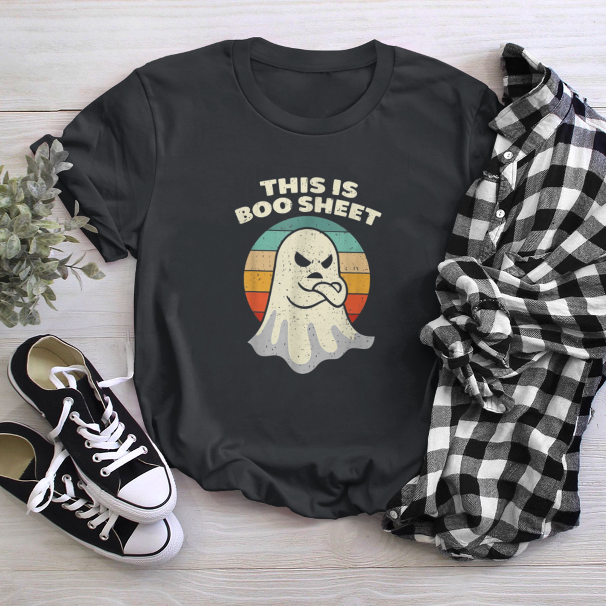 This Is Boo Sheet Ghost Retro Halloween Costume for Men t-shirt black