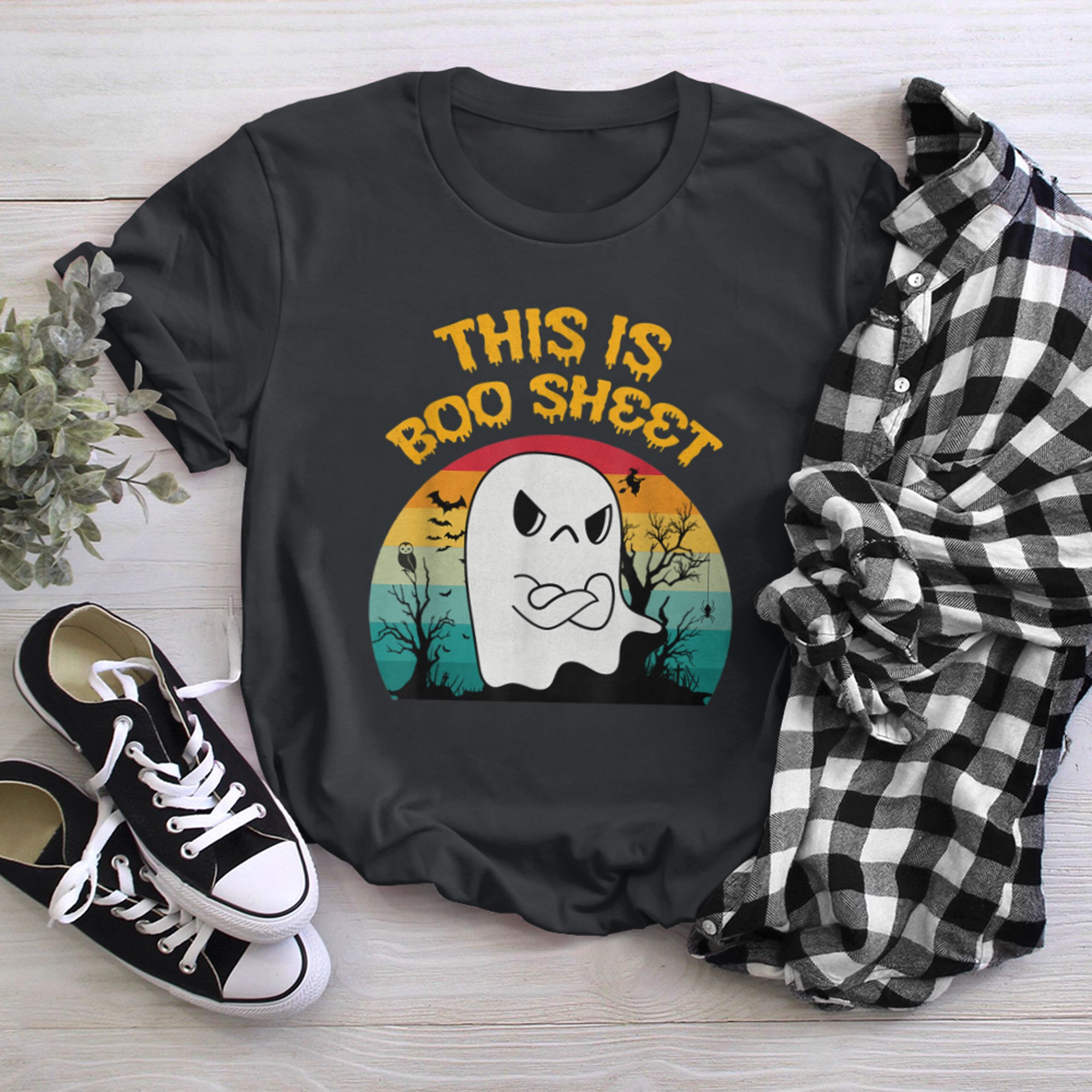 this is boo sheet ghost retro Halloween costume men women - 2023-09-12T162914.515 t-shirt black