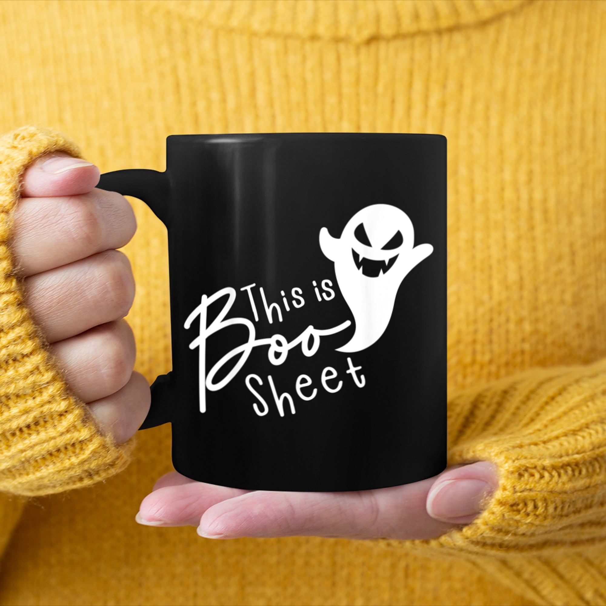 This Is Boo Sheet Ghost Retro Halloween Costume Men Women (11) mug black