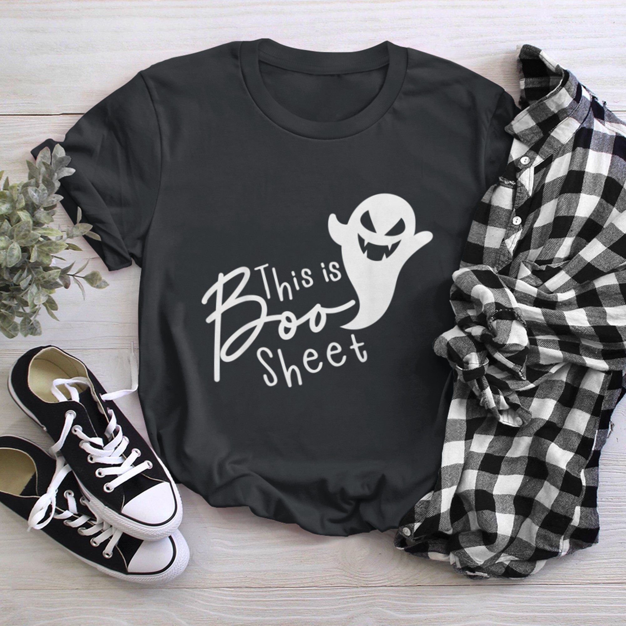 This Is Boo Sheet Ghost Retro Halloween Costume Men Women (11) t-shirt black