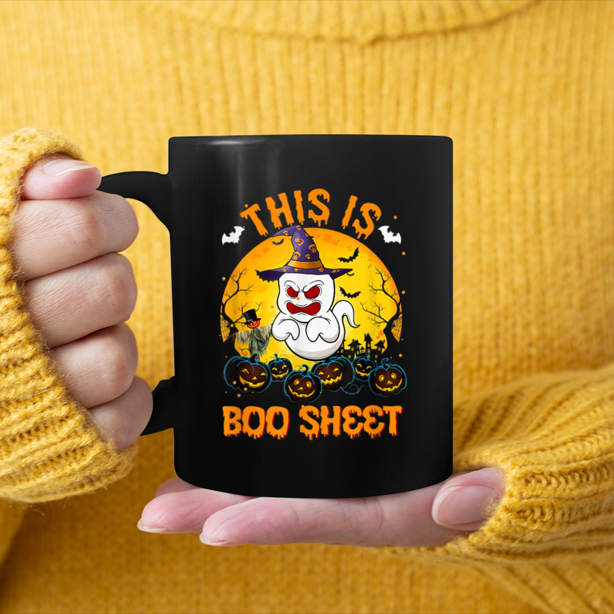 This Is Boo Sheet Ghost Retro Halloween Costume Men Women (17) mug black