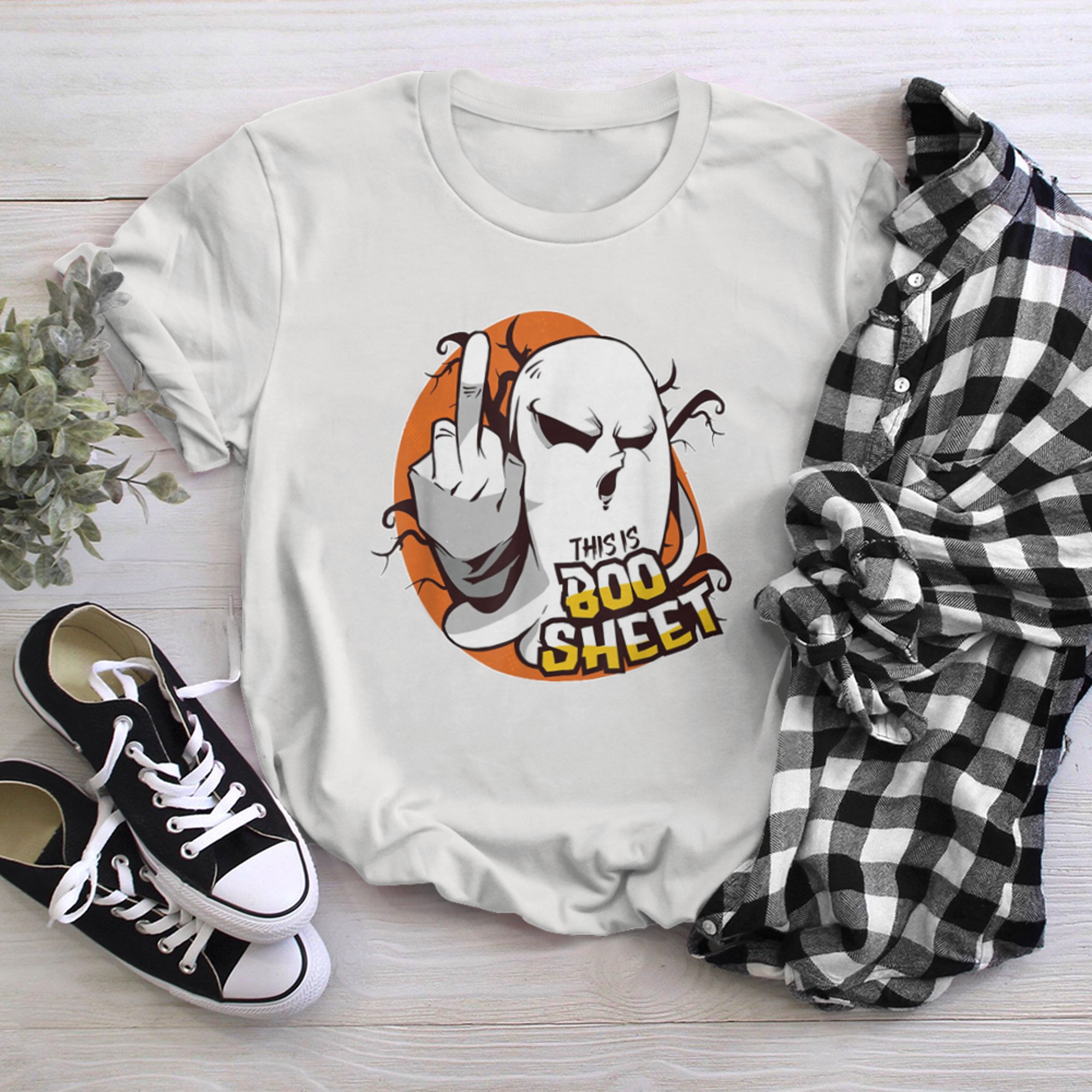 This Is Boo Sheet Ghost Retro Halloween Costume Men Women (19) t-shirt White