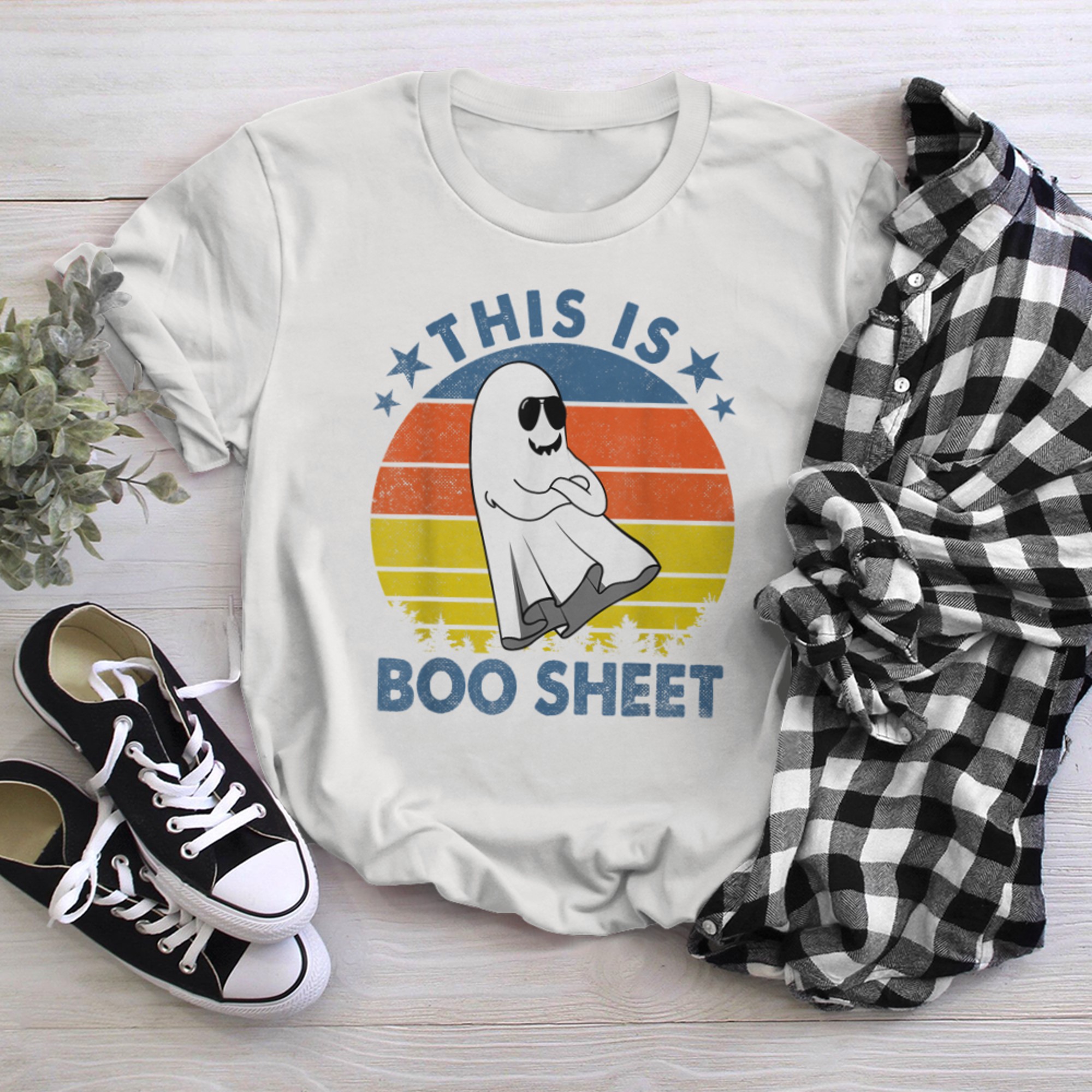 This Is Boo Sheet Ghost Retro Halloween Costume Men Women (22) t-shirt White