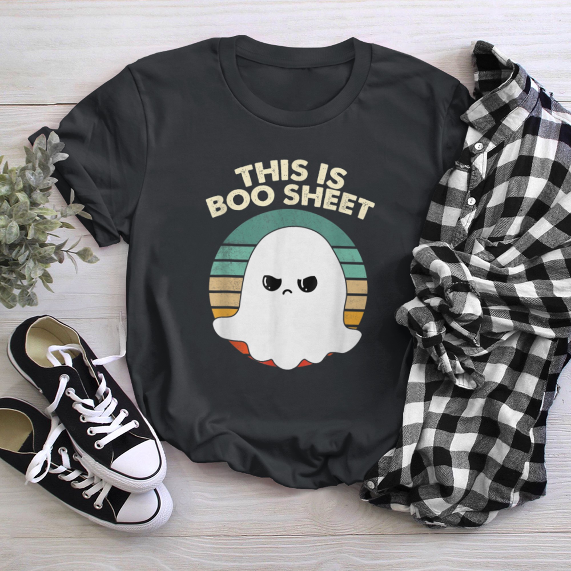 This Is Boo Sheet Ghost Retro Halloween Costume Men Women (27) t-shirt black