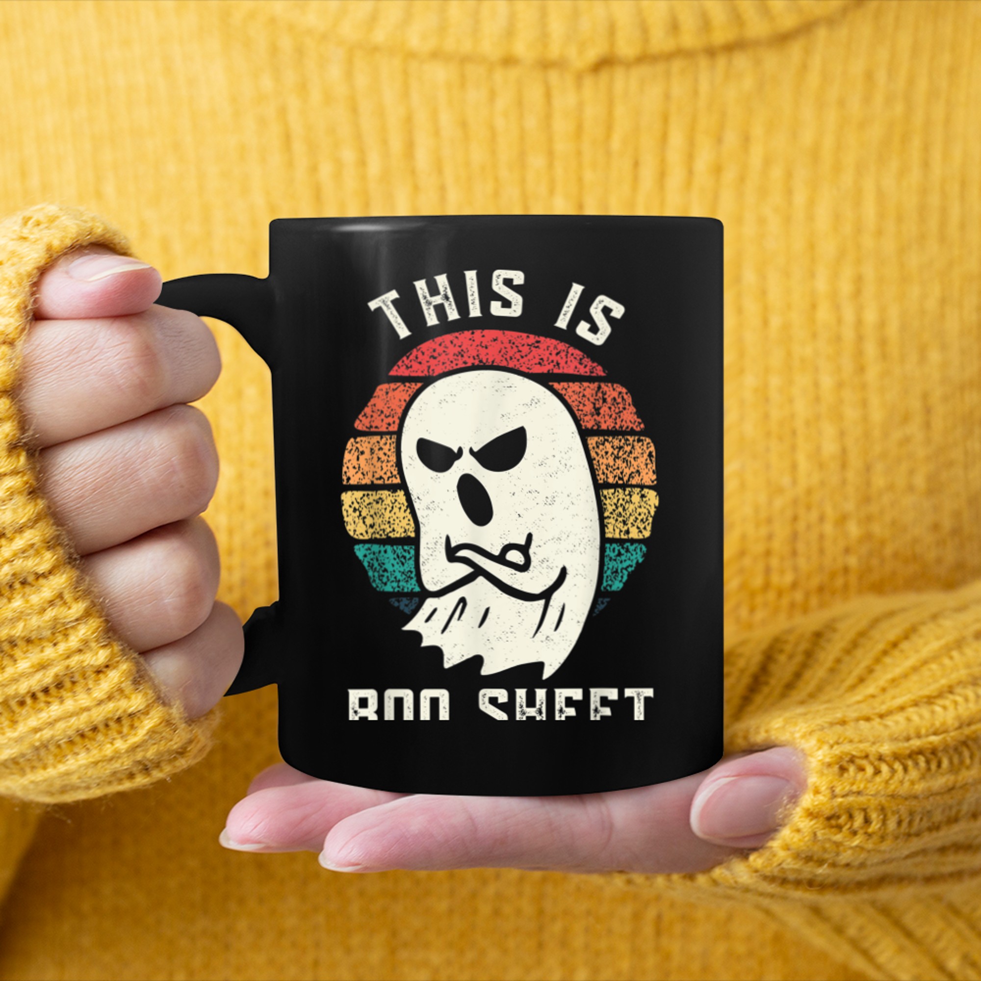 This Is Boo Sheet Ghost Retro Halloween Costume Men Women (36) mug black