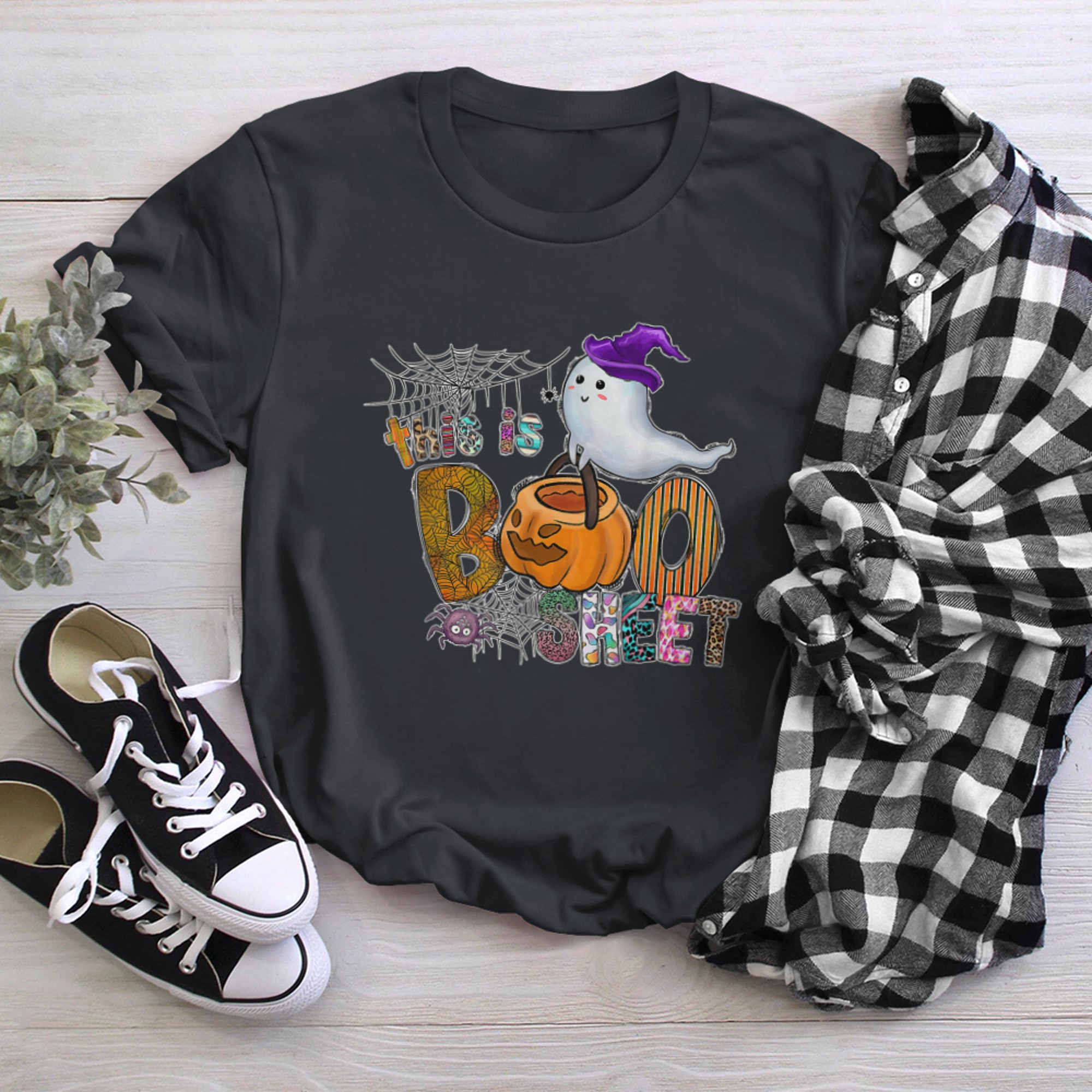 This Is Boo Sheet Ghost Retro Halloween Costume Men Women (39) t-shirt black