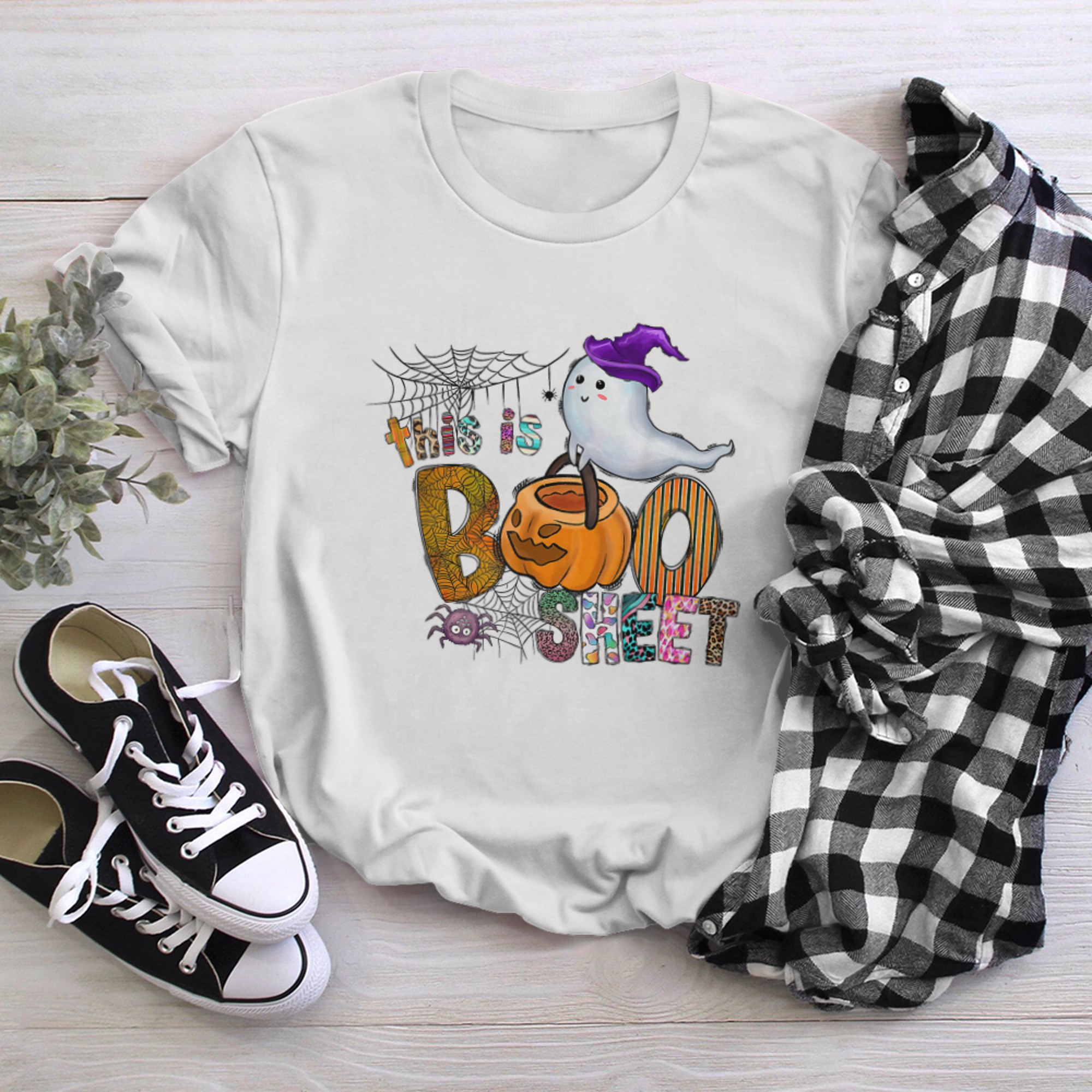 This Is Boo Sheet Ghost Retro Halloween Costume Men Women (39) t-shirt White