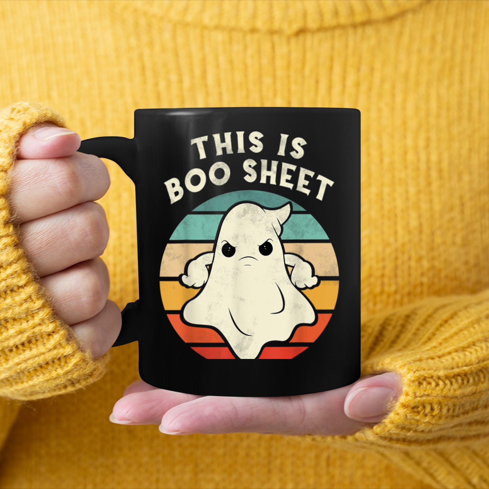 This Is Boo Sheet Ghost Retro Halloween Costume Men Women (43) mug black