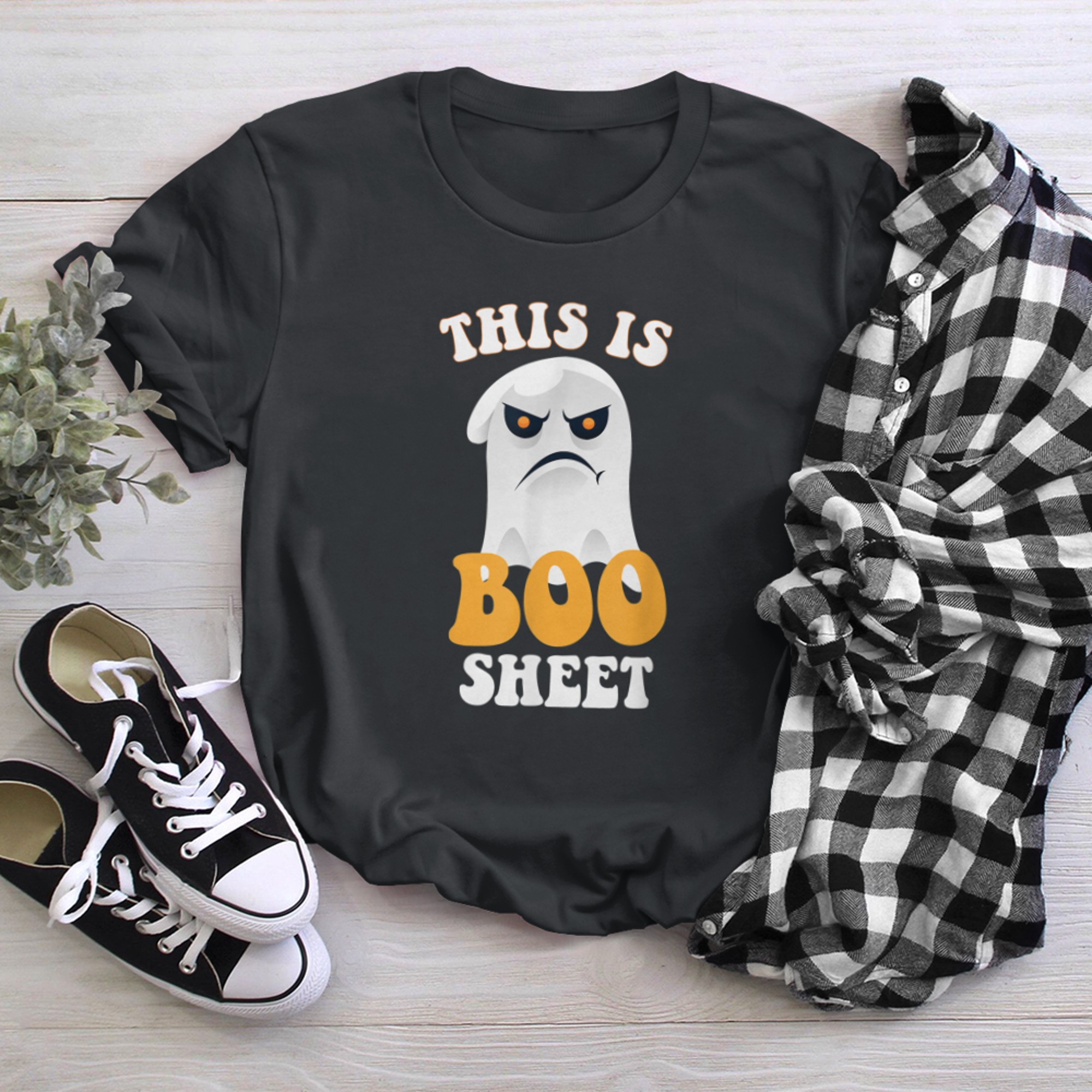 This Is Boo Sheet Ghost Retro Halloween Costumes Funny (2) t-shirt black