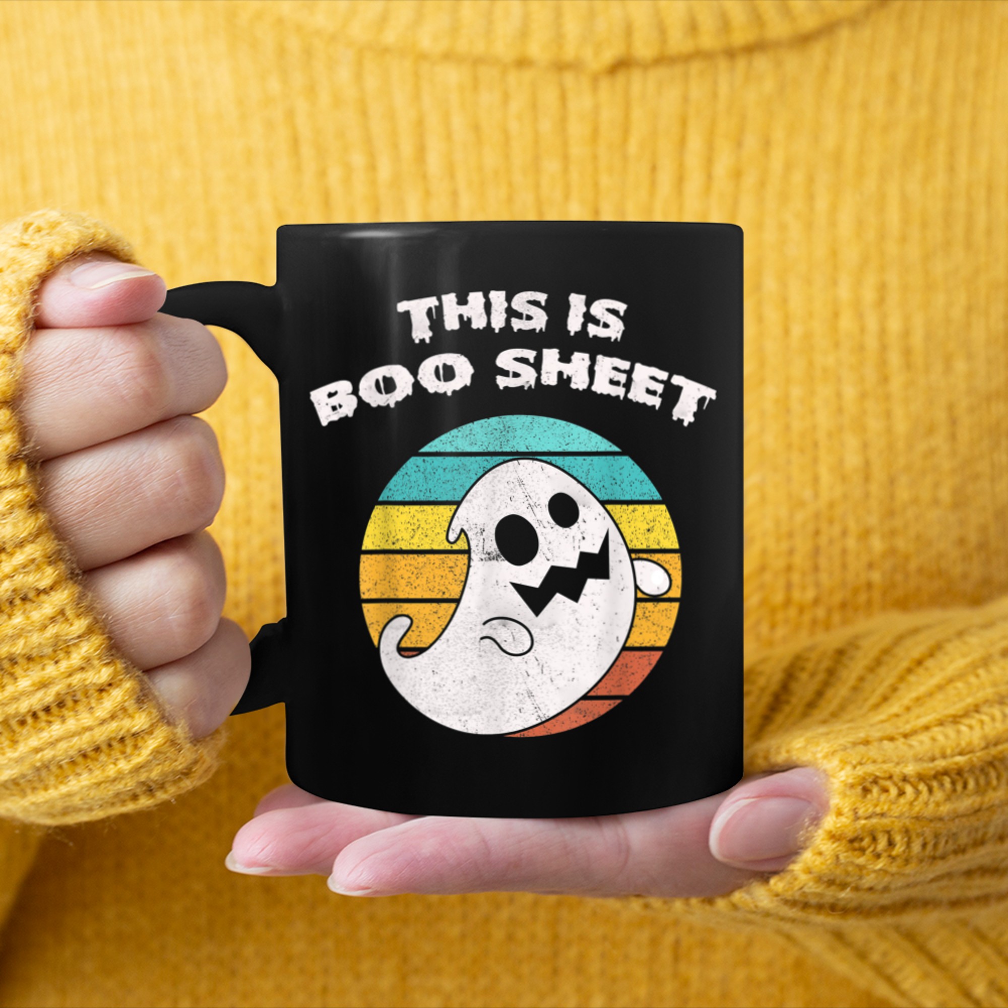 This Is Boo Sheet Ghost Retro Halloween mug black