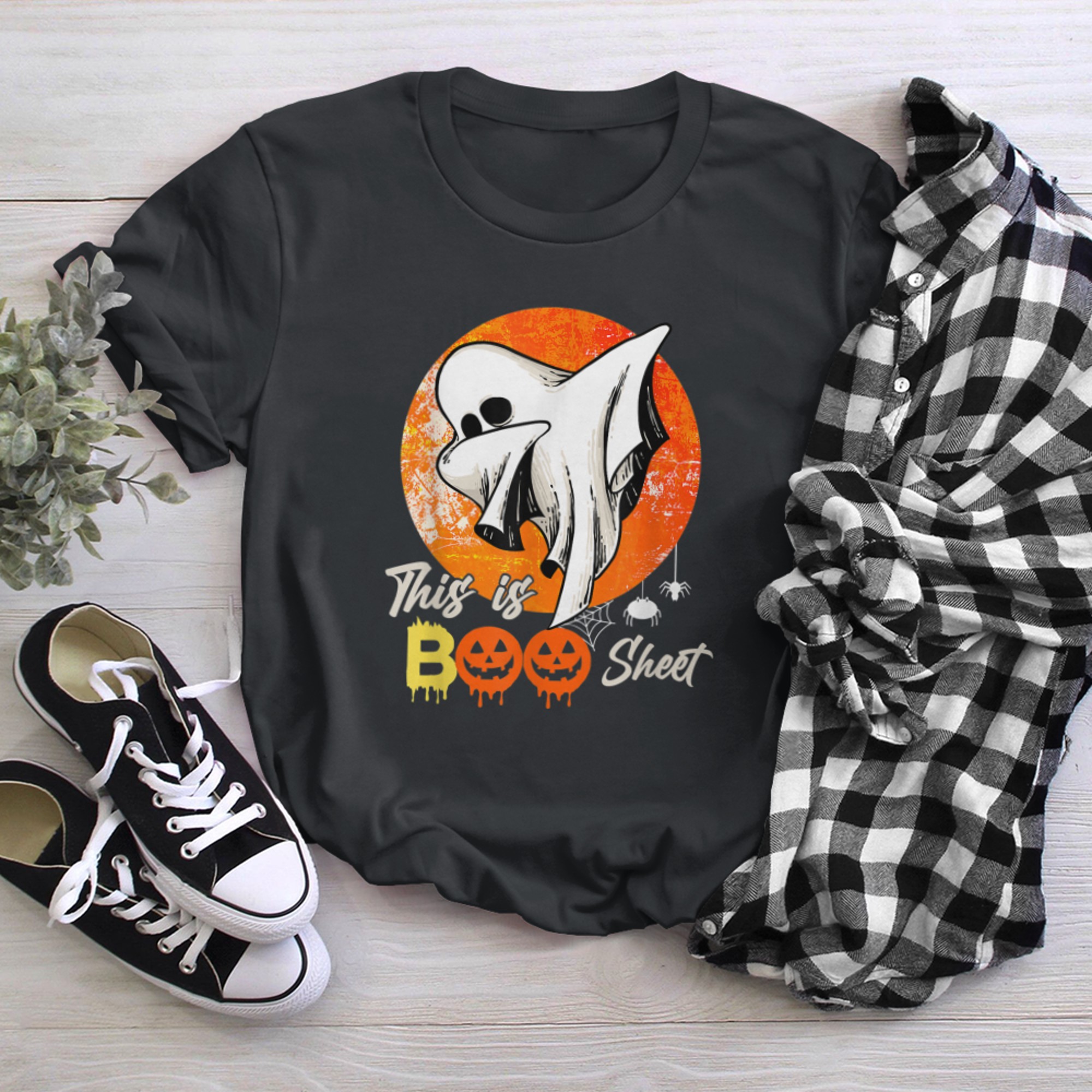 This Is Boo Sheet Ghost Retro Halloween Vintage Costume t-shirt black