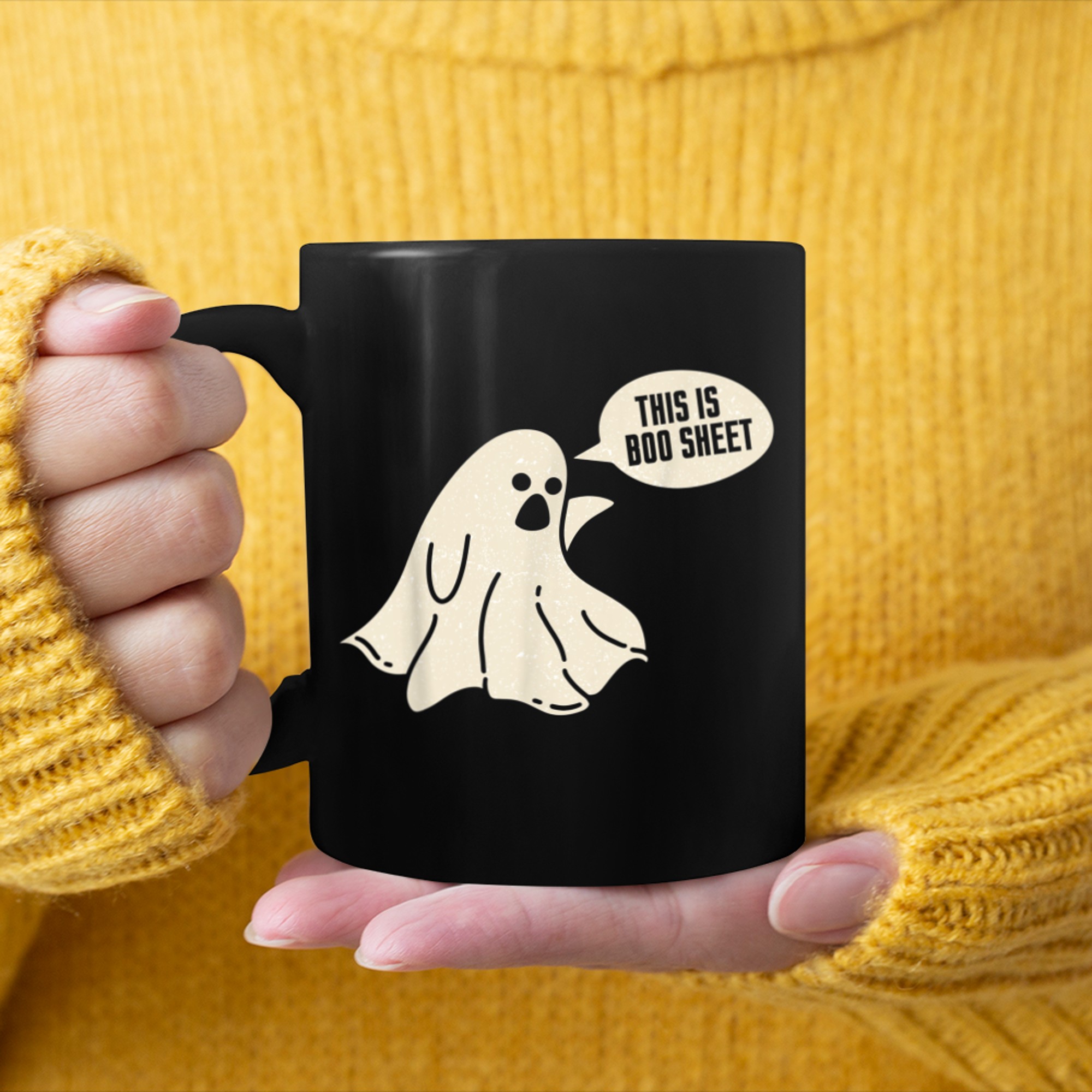 This Is Boo Sheet Ghost Scary Cute Halloween mug black