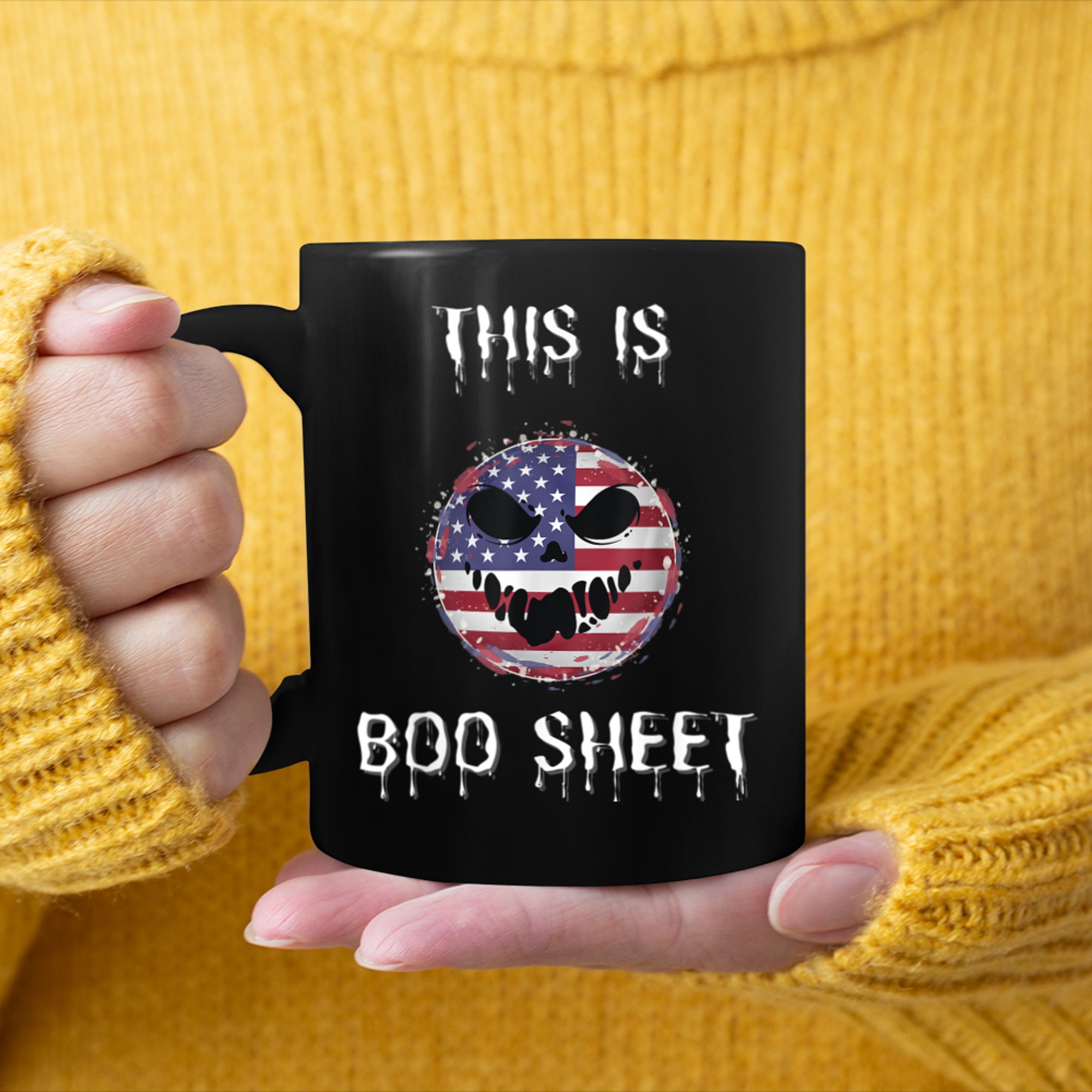 This Is Boo Sheet Ghost USA Tee Halloween Costume Men Women mug black