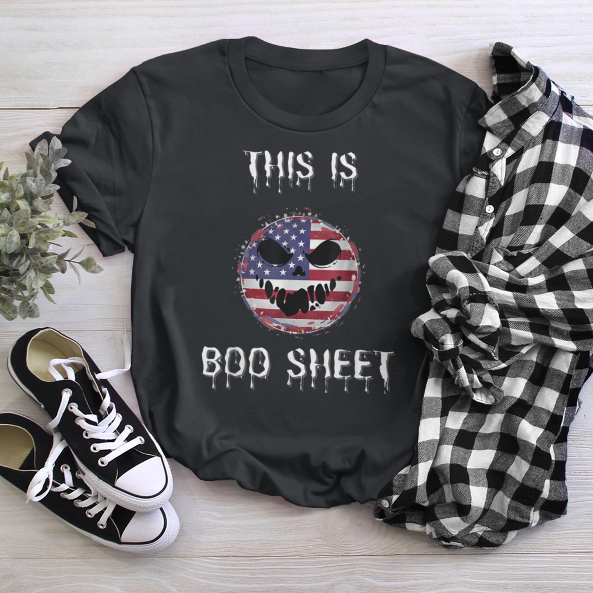 This Is Boo Sheet Ghost USA Tee Halloween Costume Men Women t-shirt black