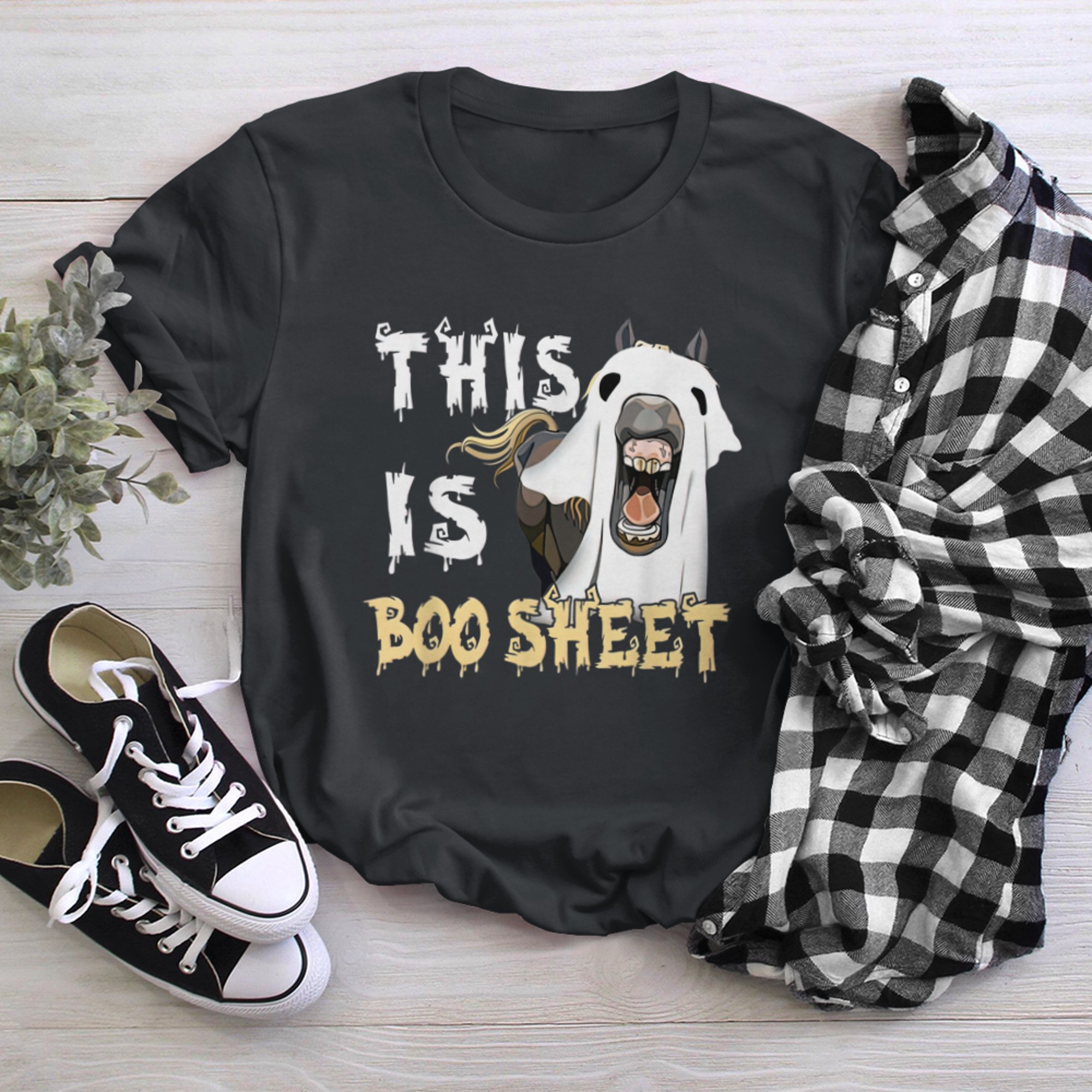 This Is Boo Sheet Horse Ghost Halloween t-shirt black