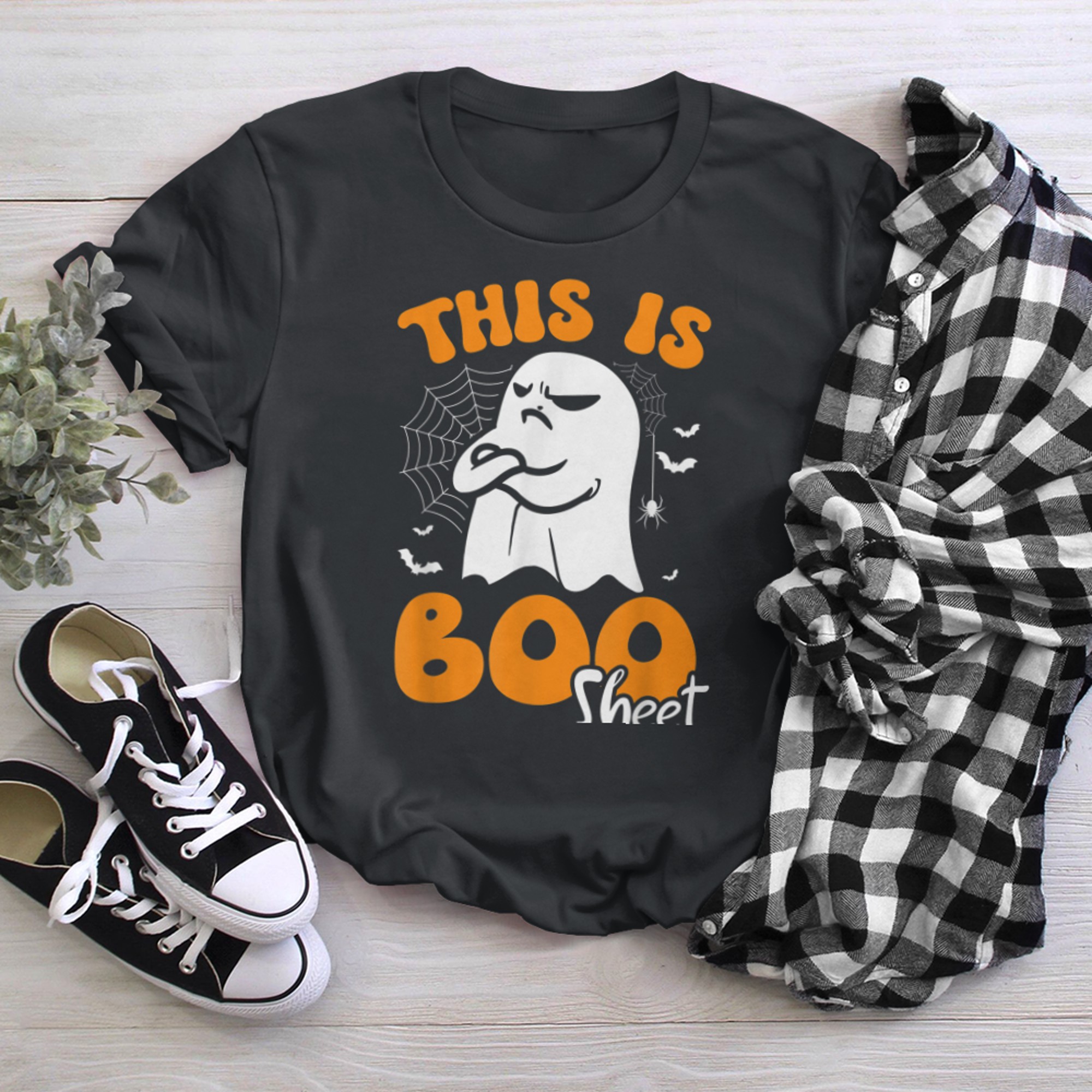 This Is Boo Sheet Retro Halloween Costume Men Women Kids t-shirt black