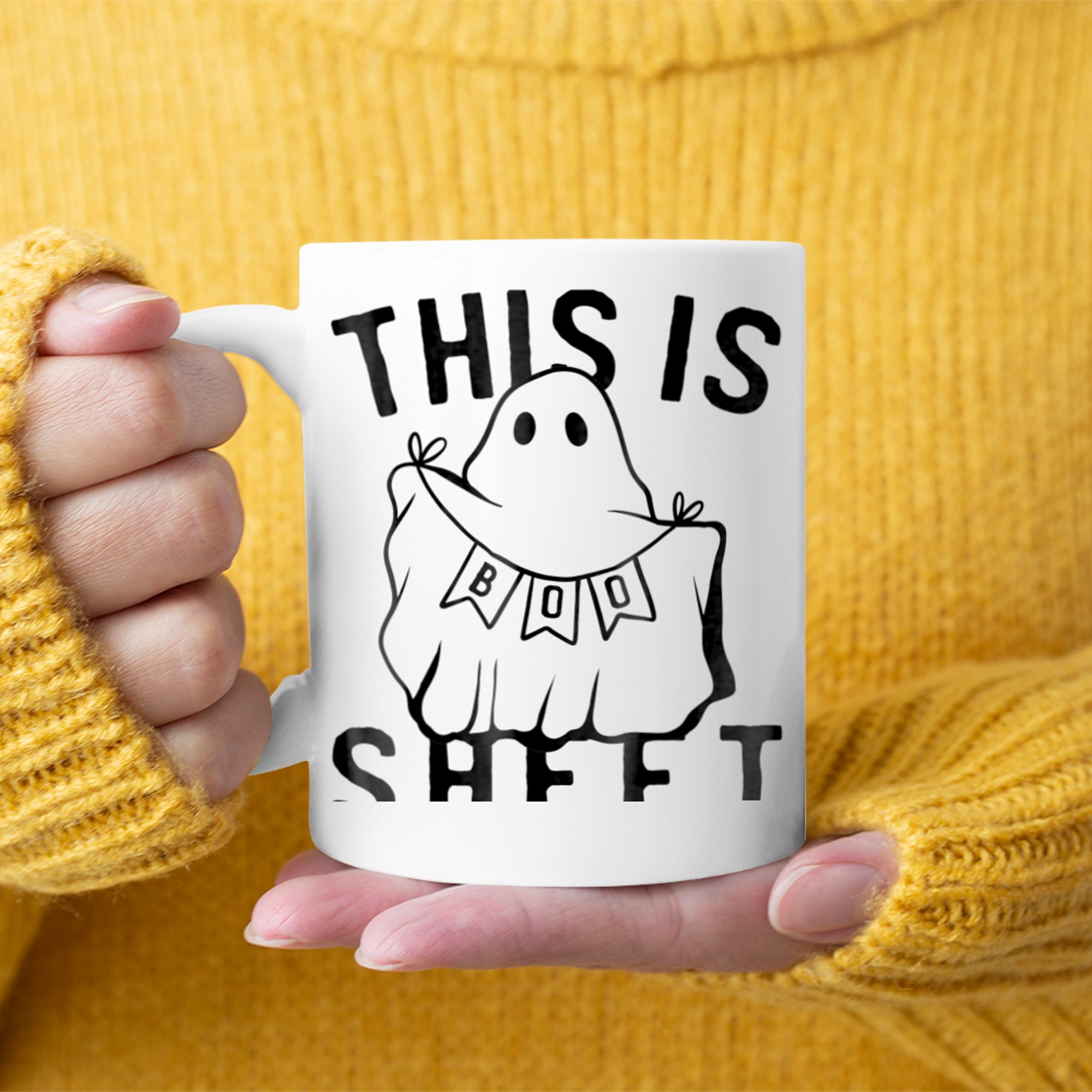 This is Boo Sheet Scary Dark Creepy Emo Punk Horror Gothic mug white