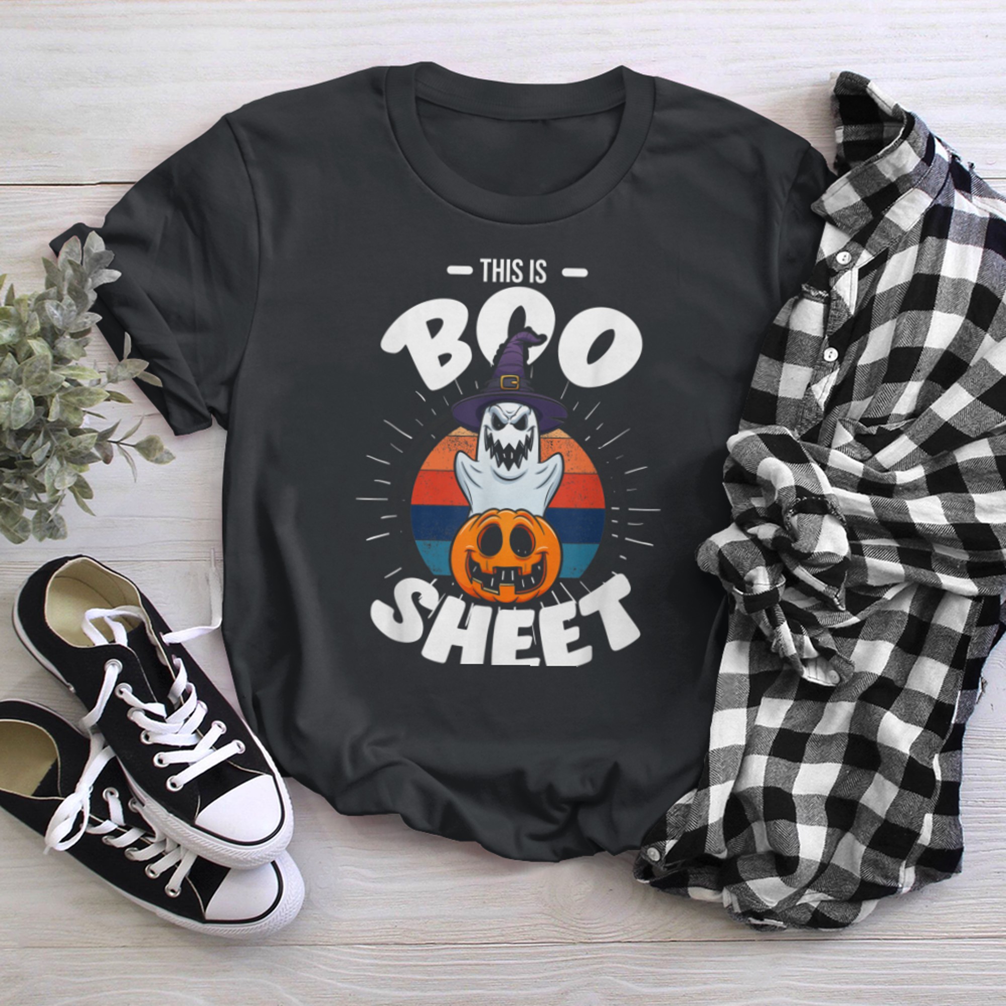 This Is Boo Sheet Vintage Halloween Ghost Costume t-shirt black