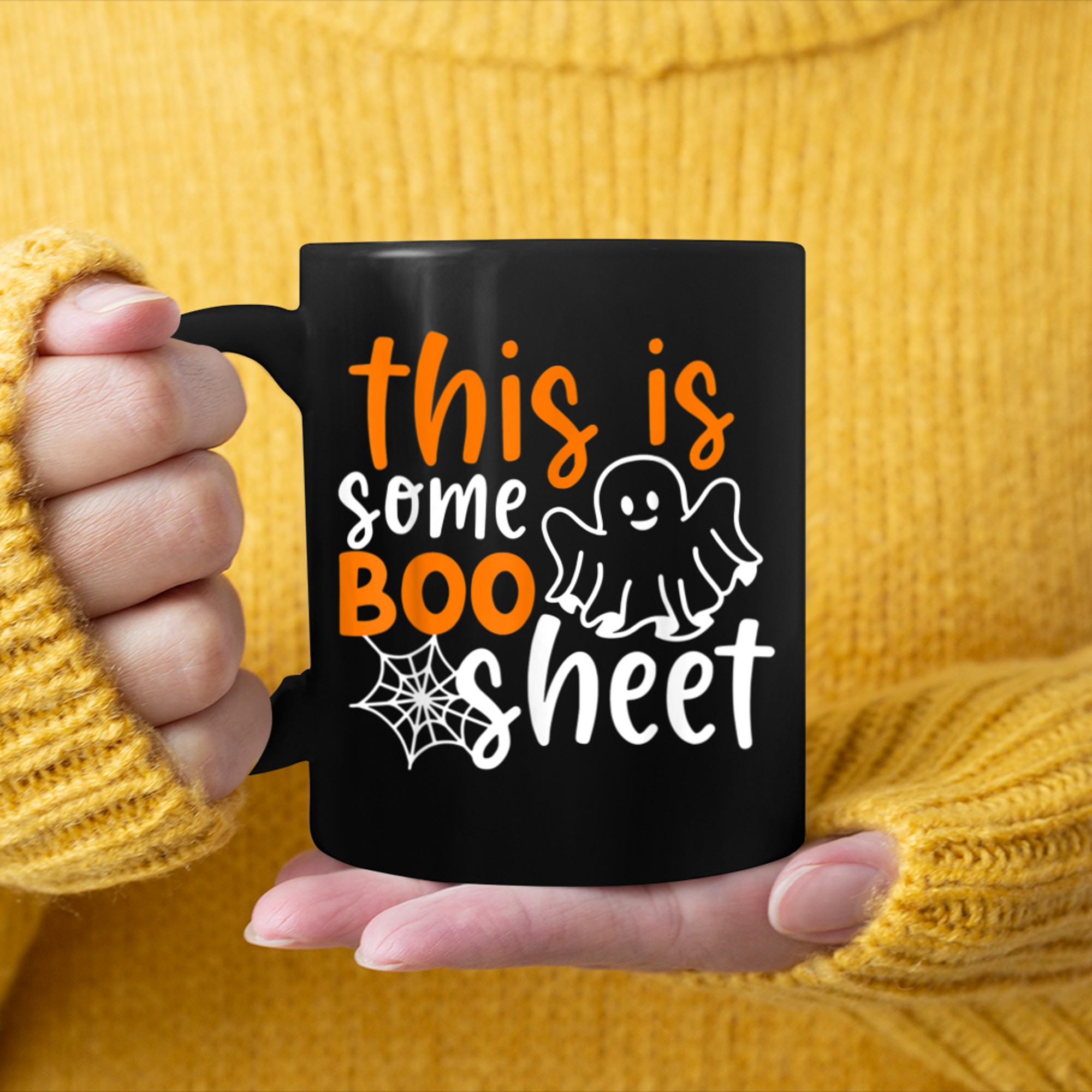 This Is Some Boo Sheet Shirt Funny Halloween Ghost Spooky (3) mug black