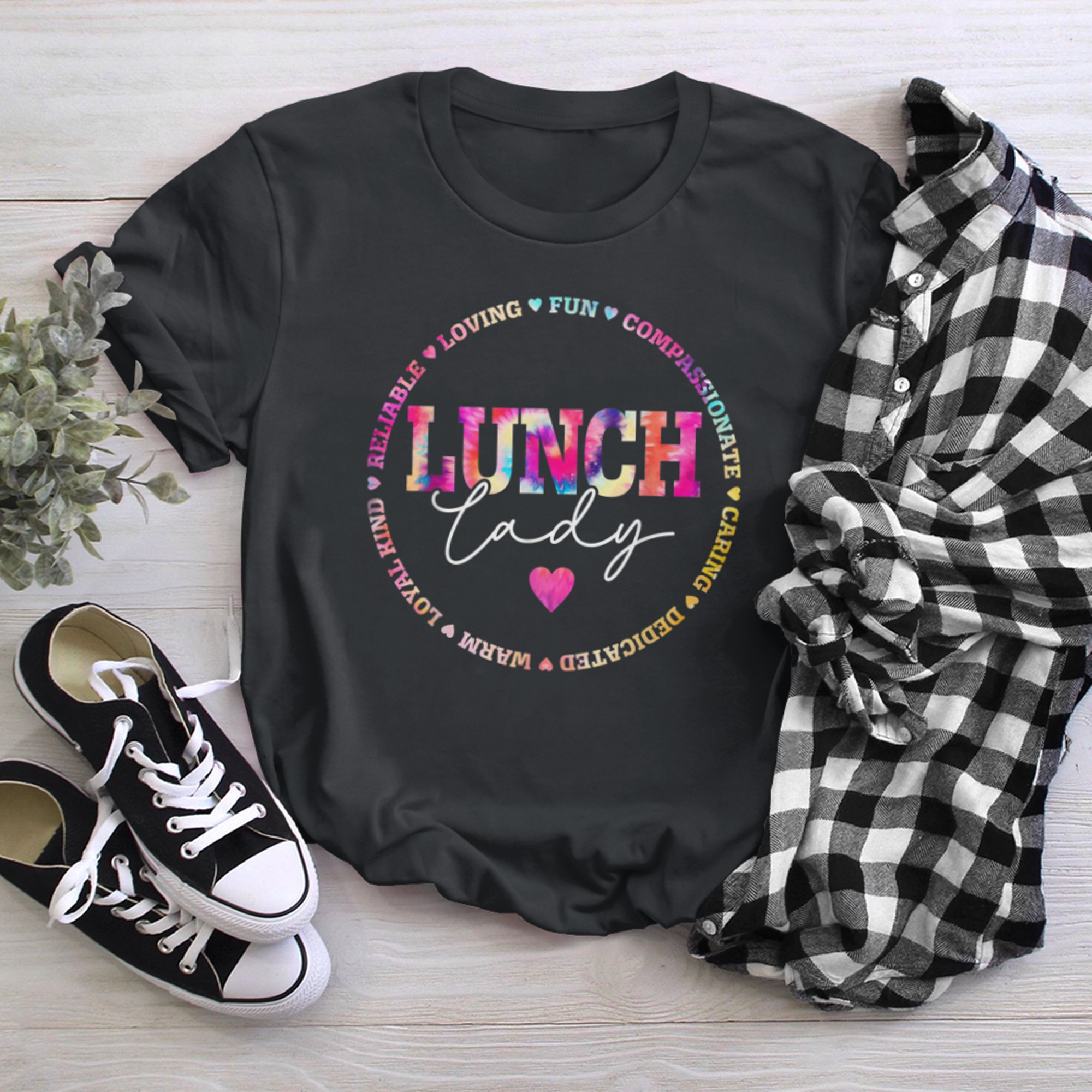 Tie Dye Lunch Lay Squad Appreciation Funny Cafeteria Crew t-shirt black