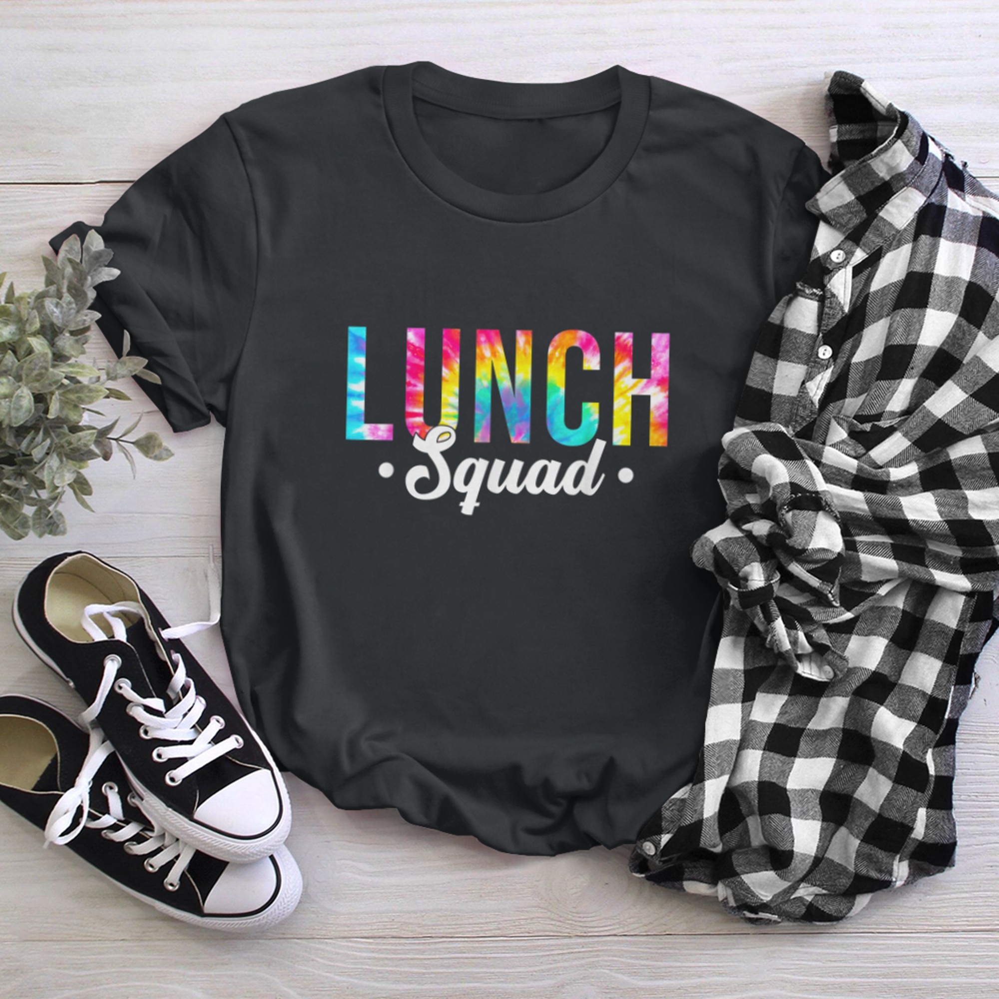 Tie Dye Lunch Squad Cafeteria Crew School Cafeteria t-shirt black