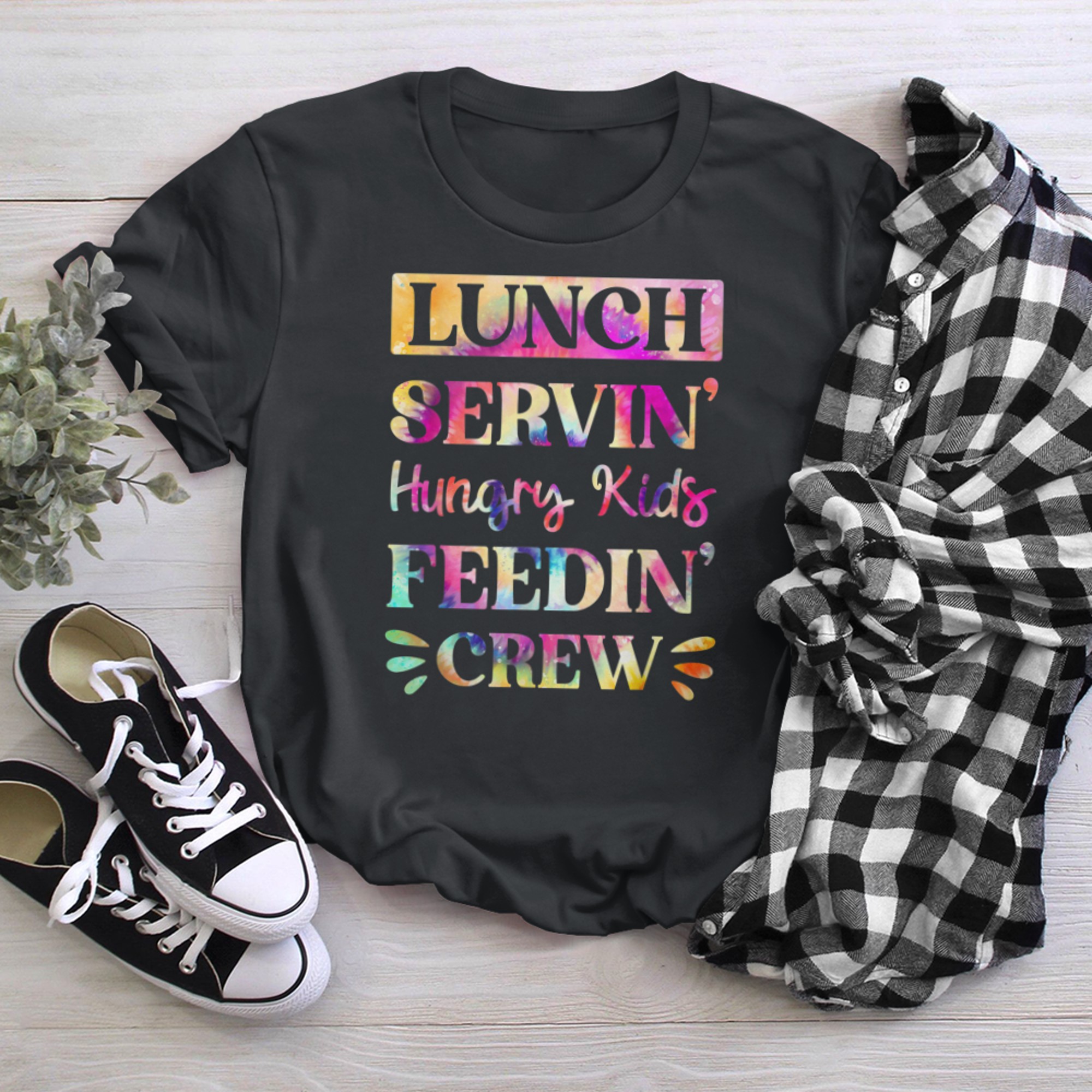 Tie Dye School Cafeteria Food Worker Lunch Crew t-shirt black