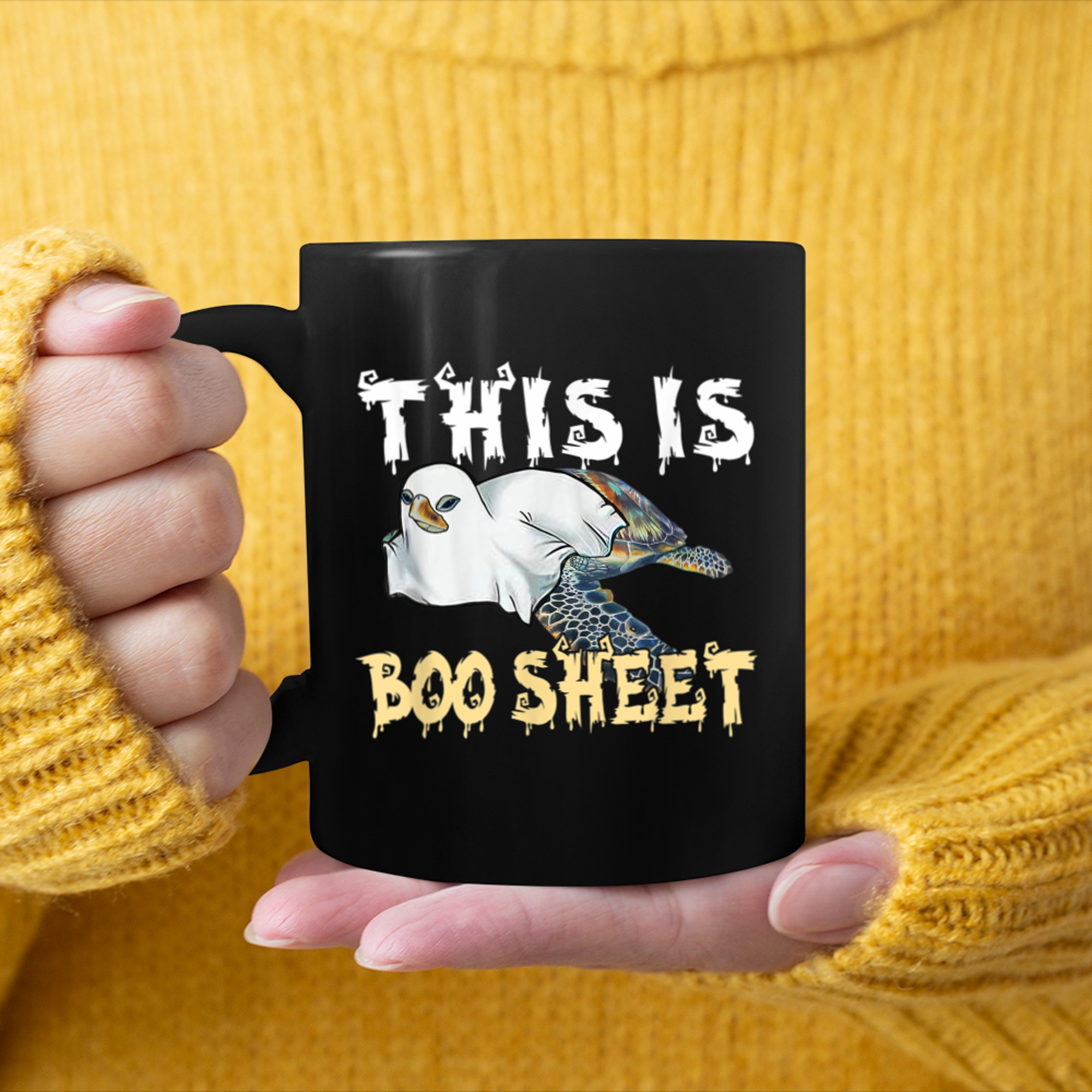 Turtles This Is Boo Sheet Funny Halloween Turtles Lovers mug black