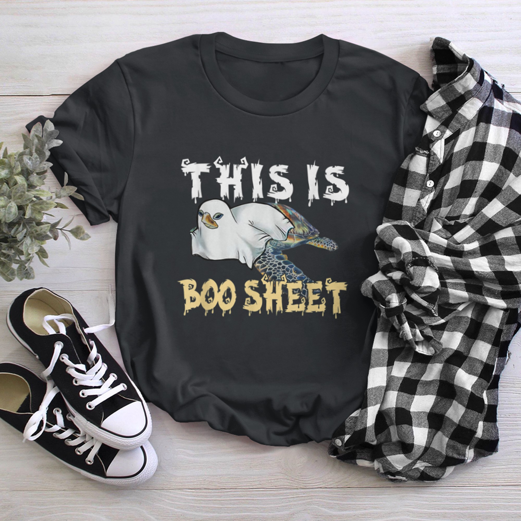 Turtles This Is Boo Sheet Funny Halloween Turtles Lovers t-shirt black