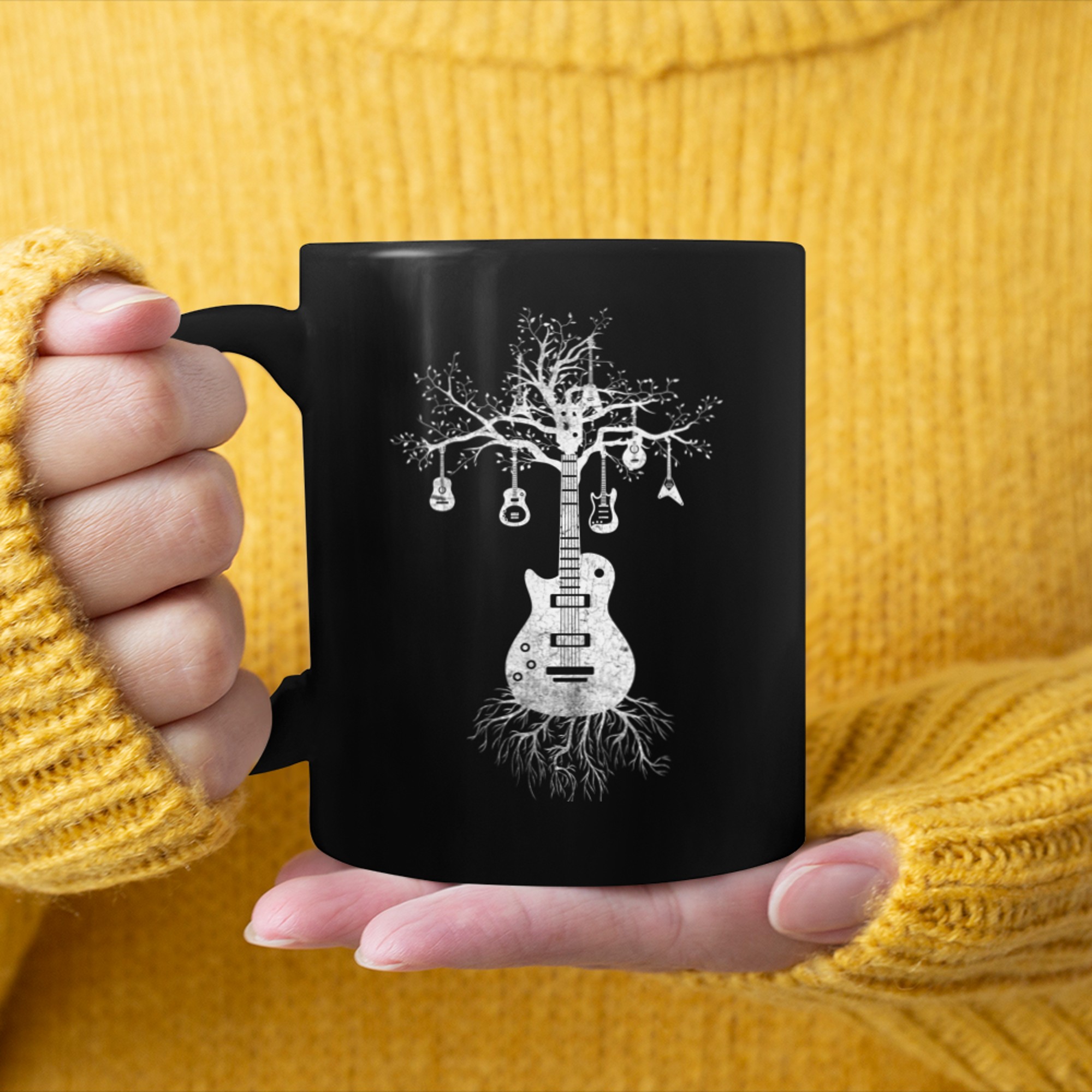 Acoustic Guitar Tree of Life Guitar Player Nature Guitarist (3) mug black