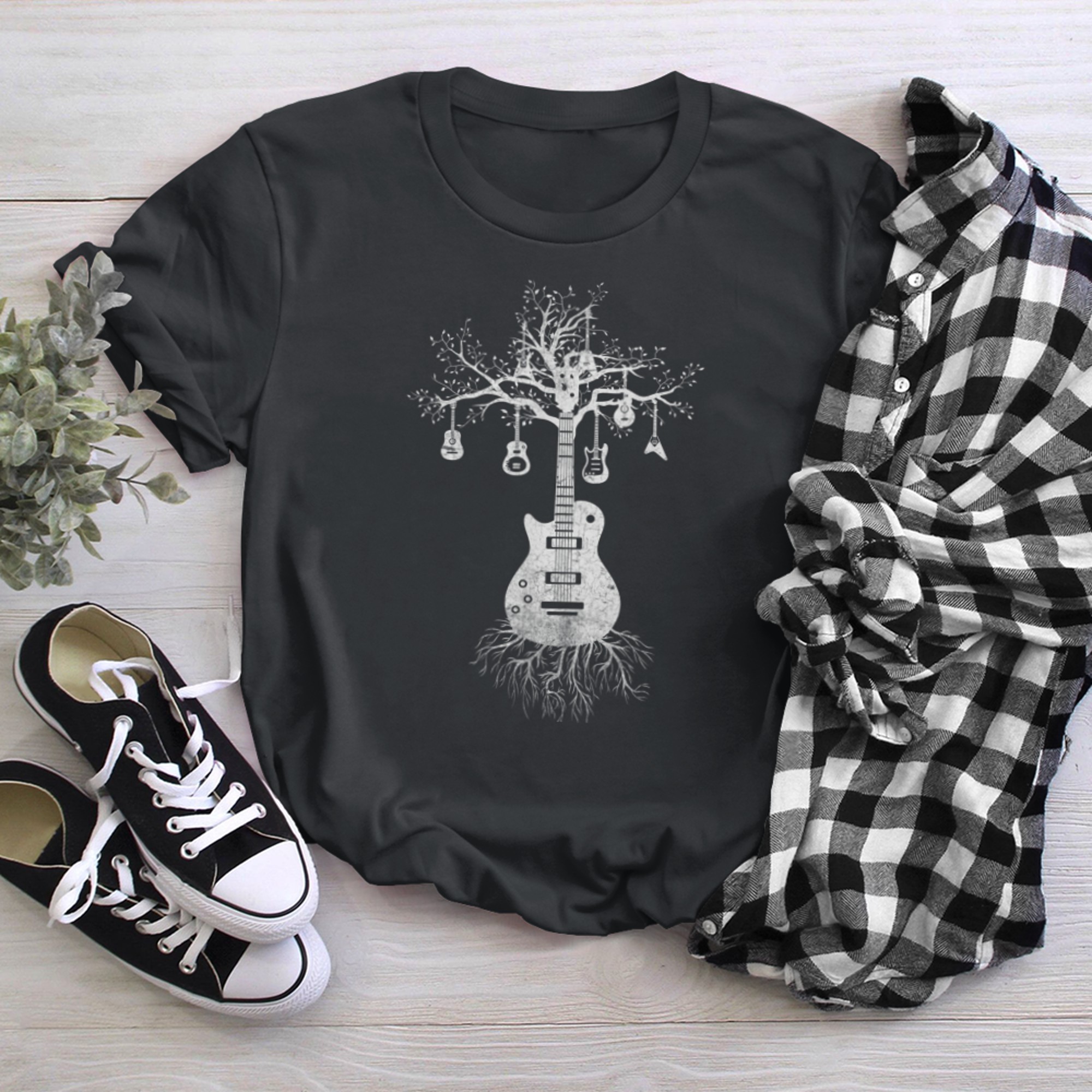 Acoustic Guitar Tree of Life Guitar Player Nature Guitarist (3) t-shirt black