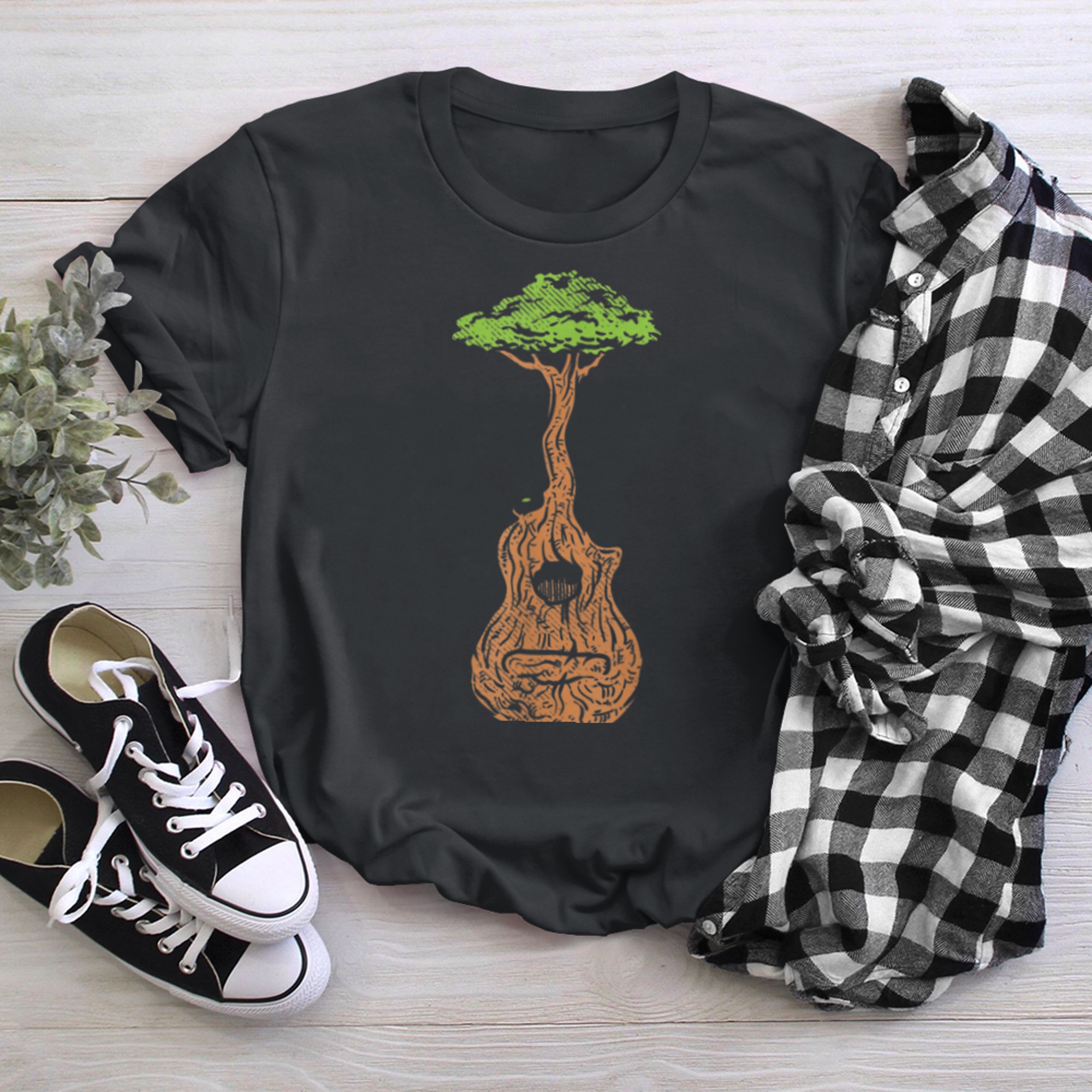 Acoustic Guitar Tree of Life T-Shirt Nature Guitarist (1) t-shirt black