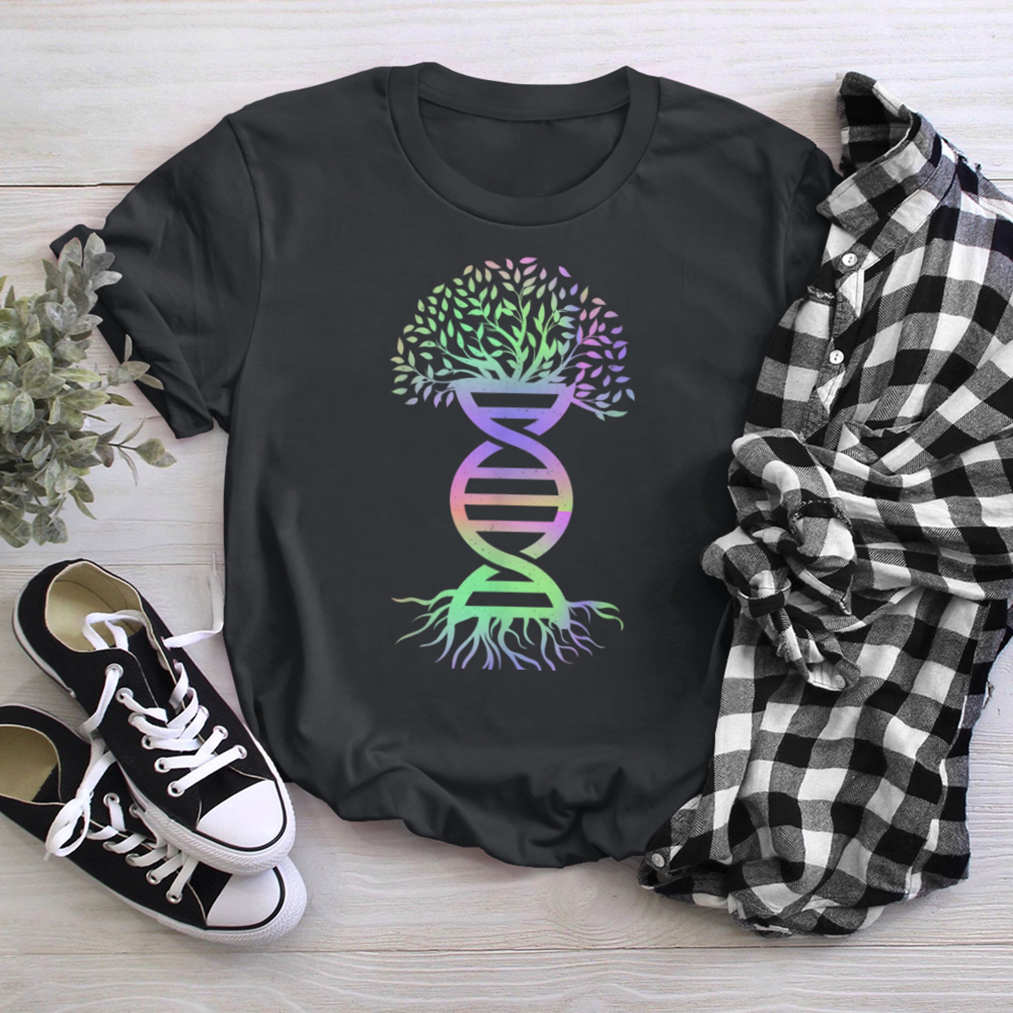 Awesome Biology Colors DNA Genetics Tree Of Life t-shirt black