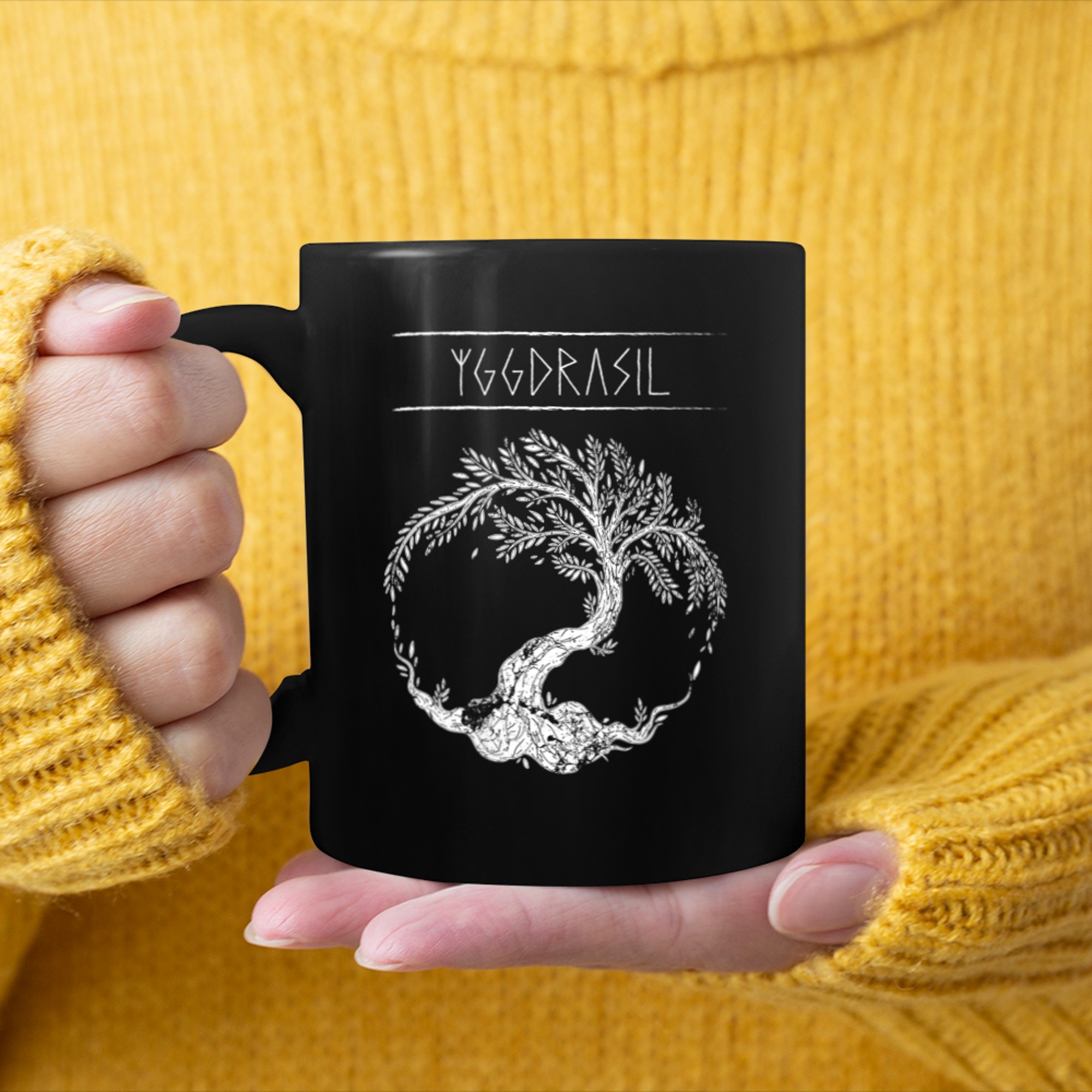 BACKPRINT Yggdrasil Tree Of Life Viking Walhalla (1) mug black