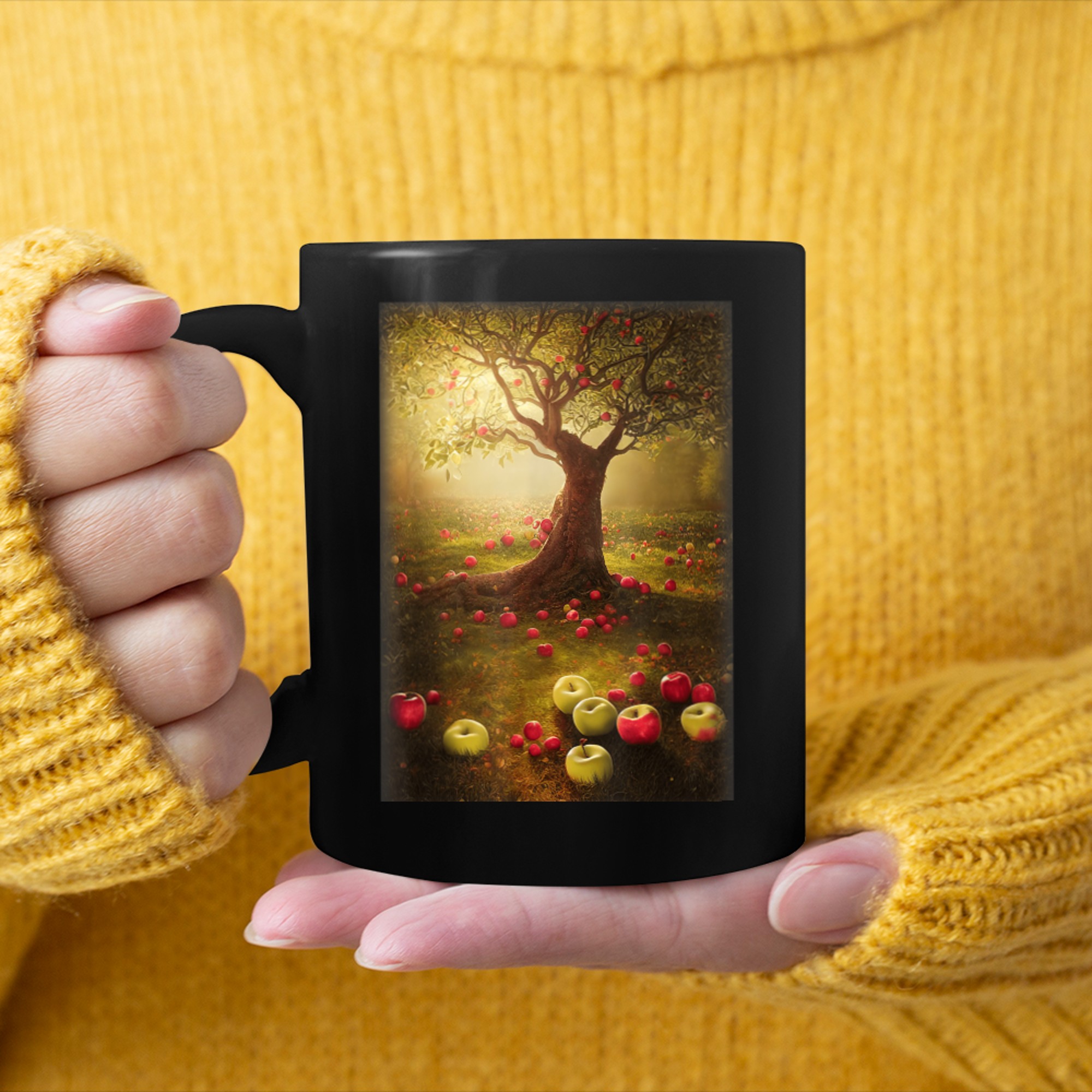 Big Tree Bearing Fruit Richly Green Leaves Full Of Life mug black