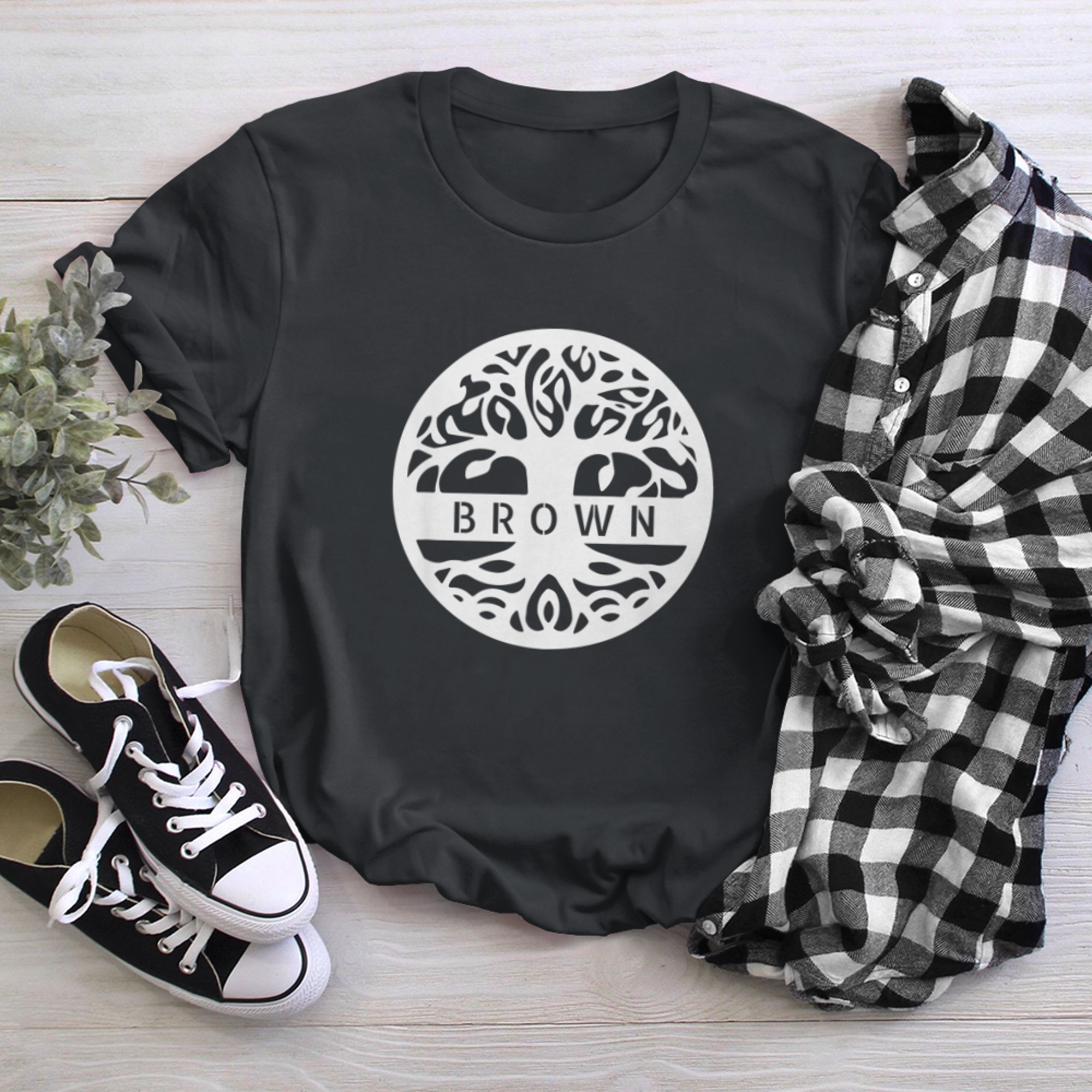 Brown Personalized Irish Name Celtic Tree Of Life t-shirt black