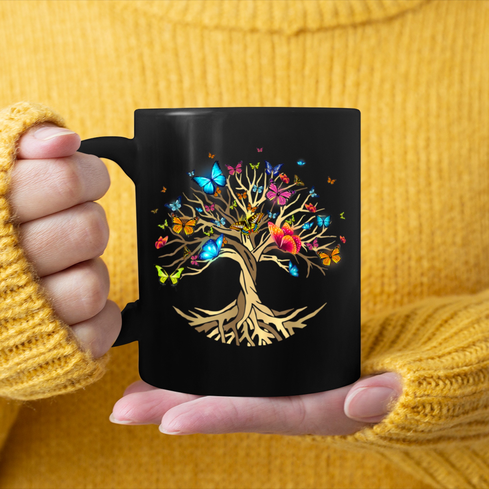 Butterfly Tree of Life Butterflies Lover Life Memories mug black