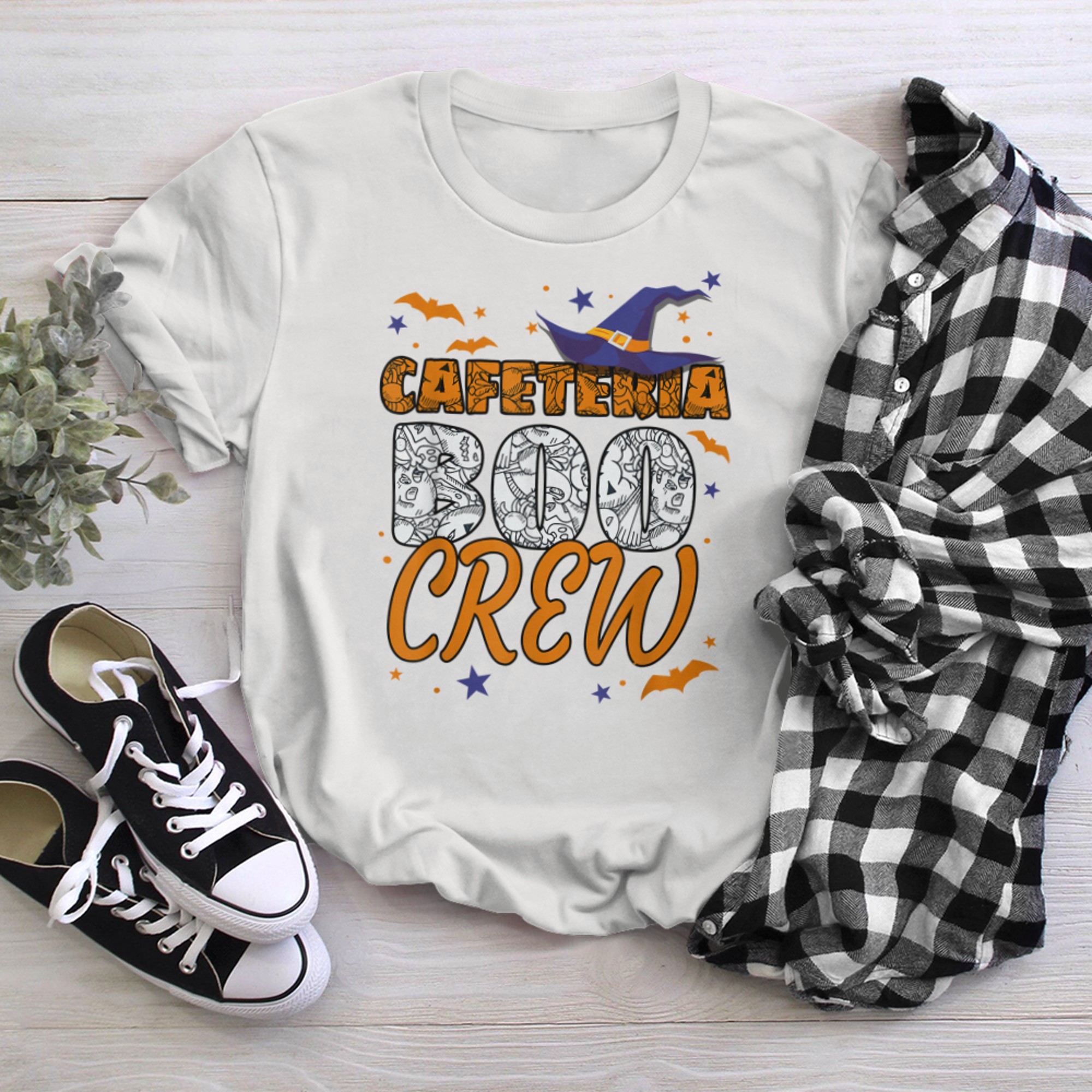 Cafeteria Boo Crew Funny Halloween Lunch Lady Matching t-shirt White