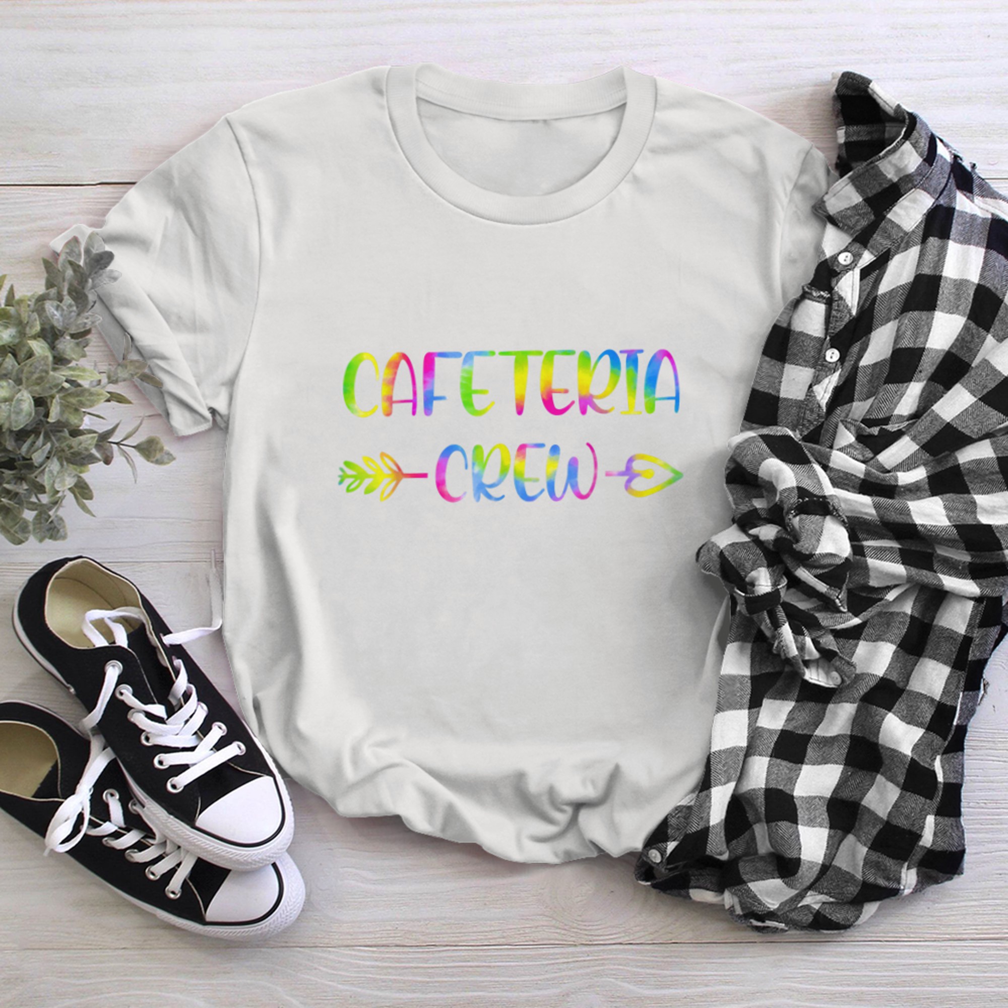 Cafeteria Crew Tie Dye Back to School Cute Lunch Lady Squad t-shirt White